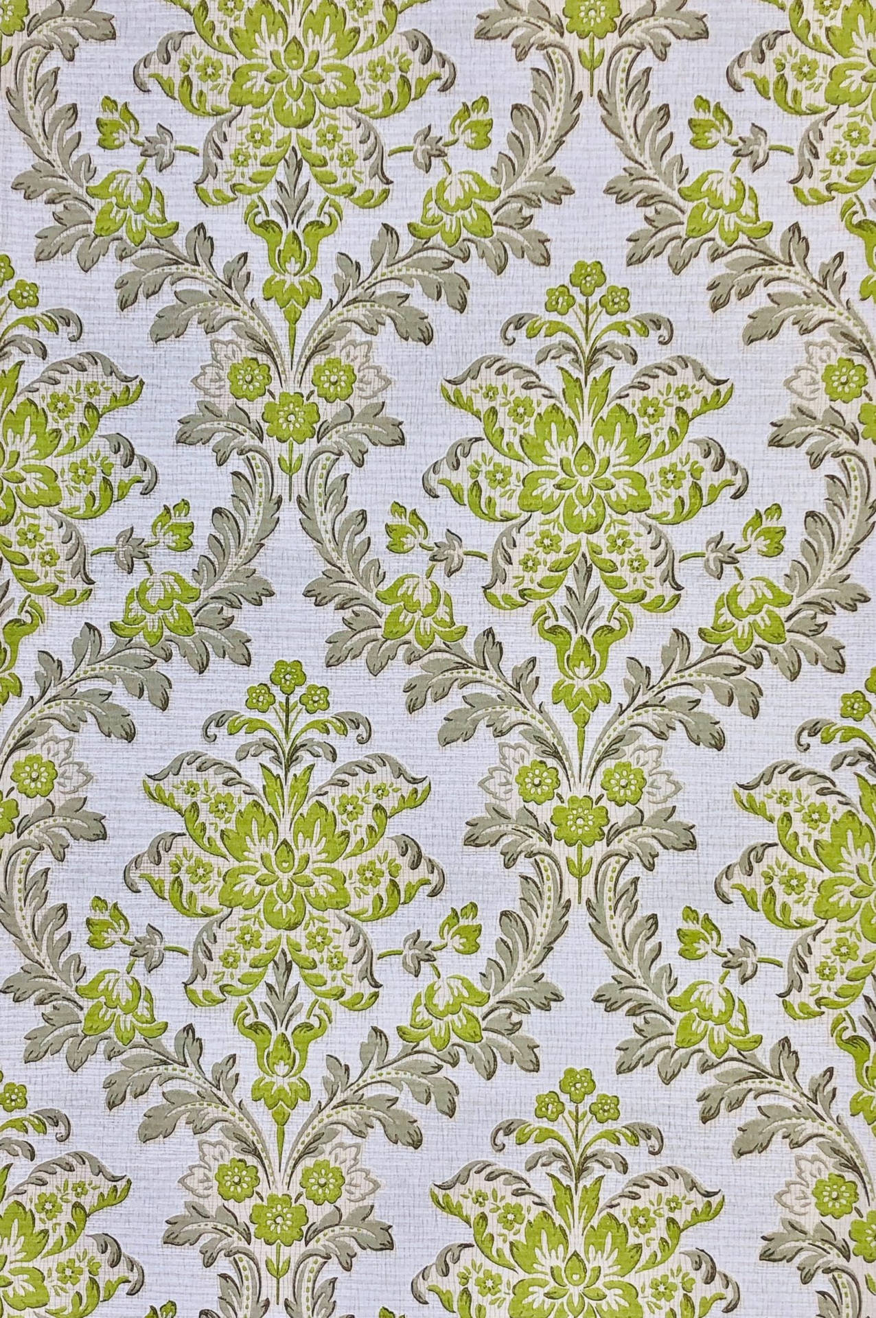 Green Floral Textured Fabric Background