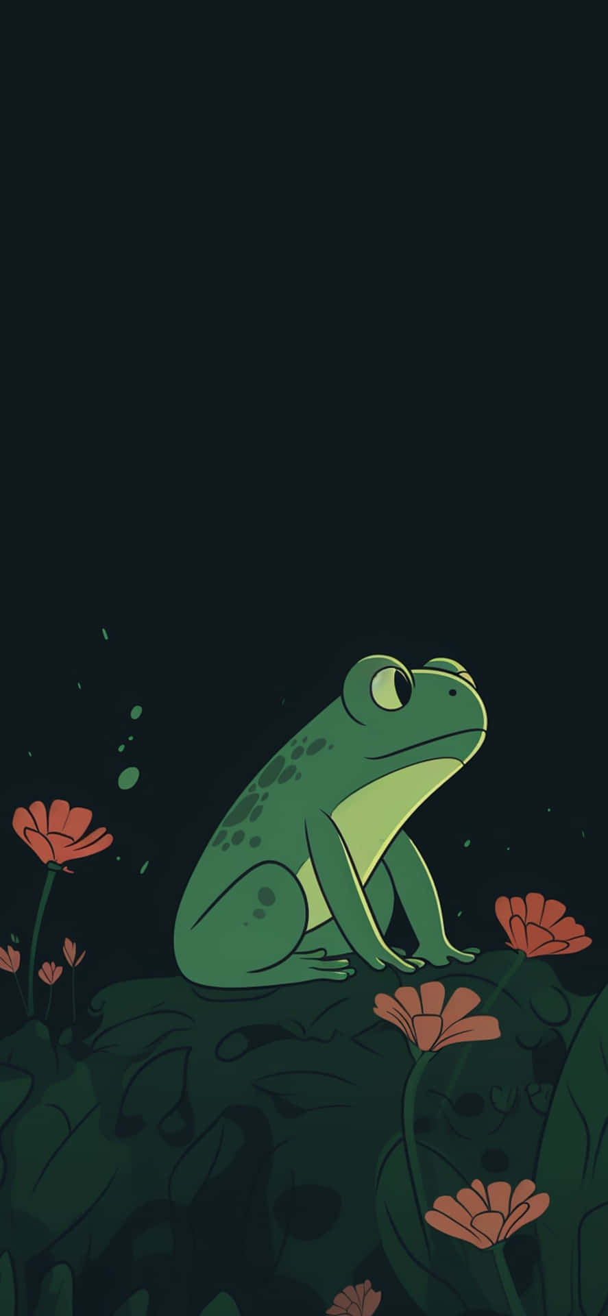 Green Frog Nighttime Illustration Background