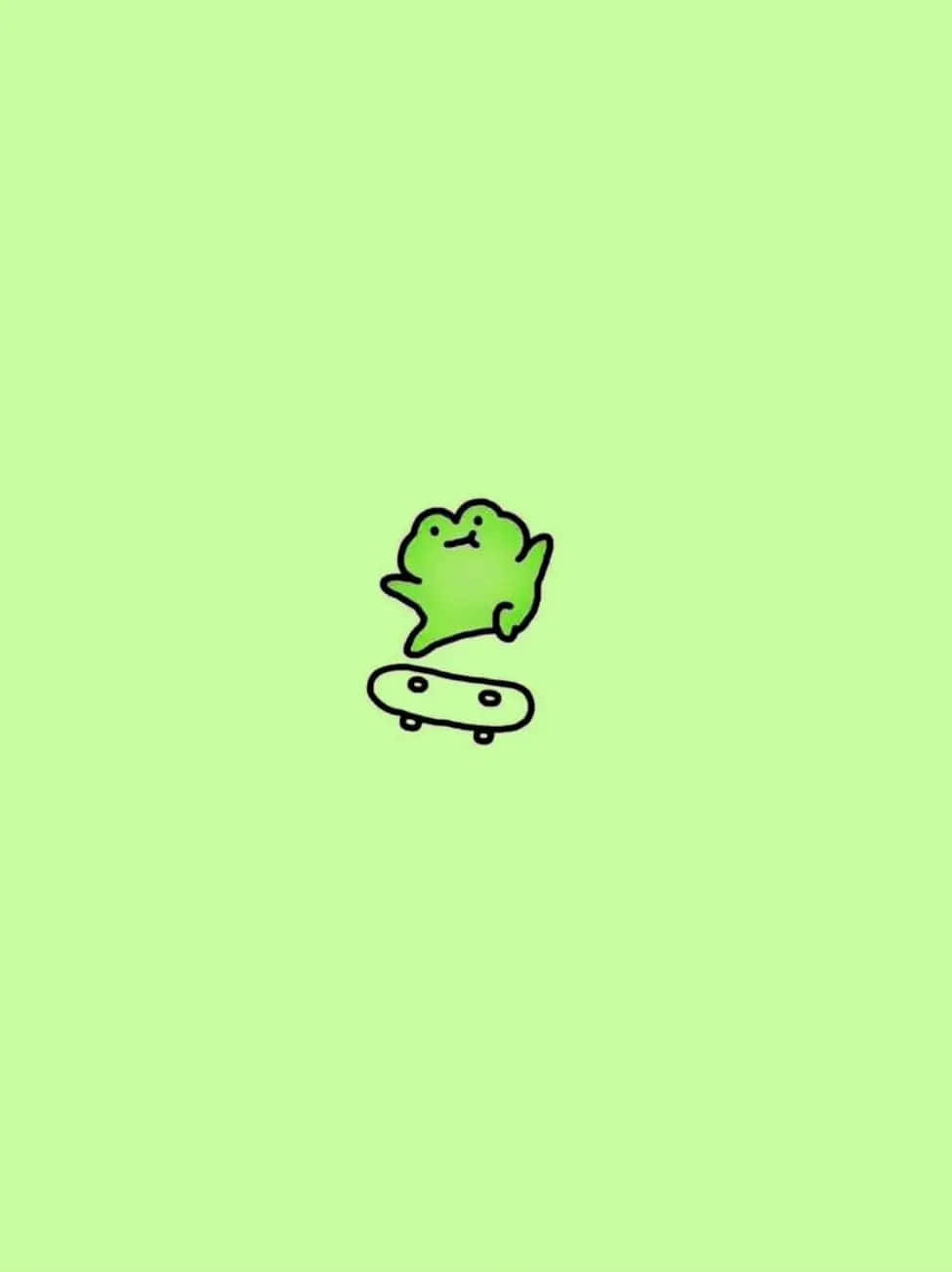 Green Frog Skateboarding Illustration Background