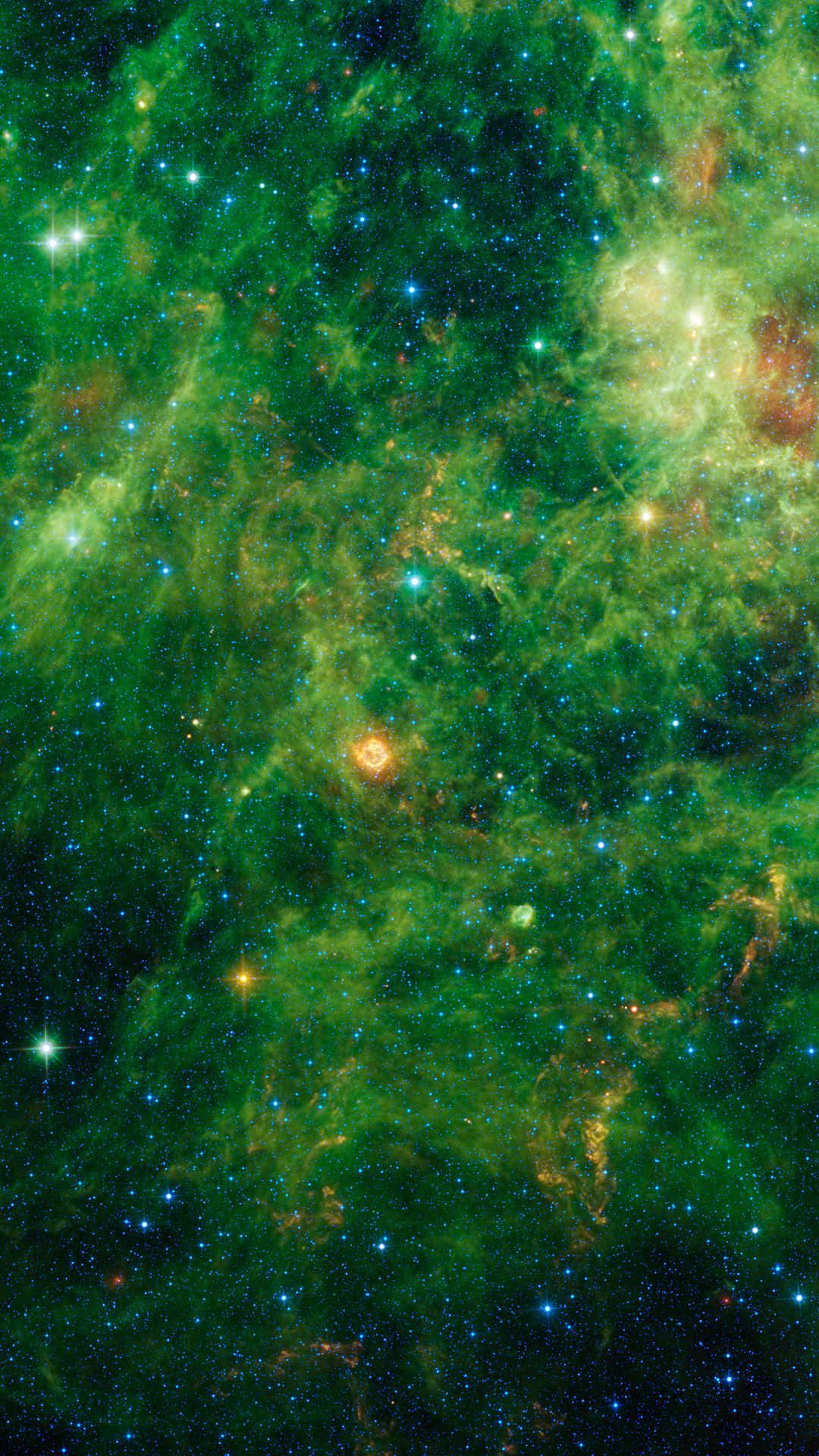 Green Galaxy Colorful Stars Background