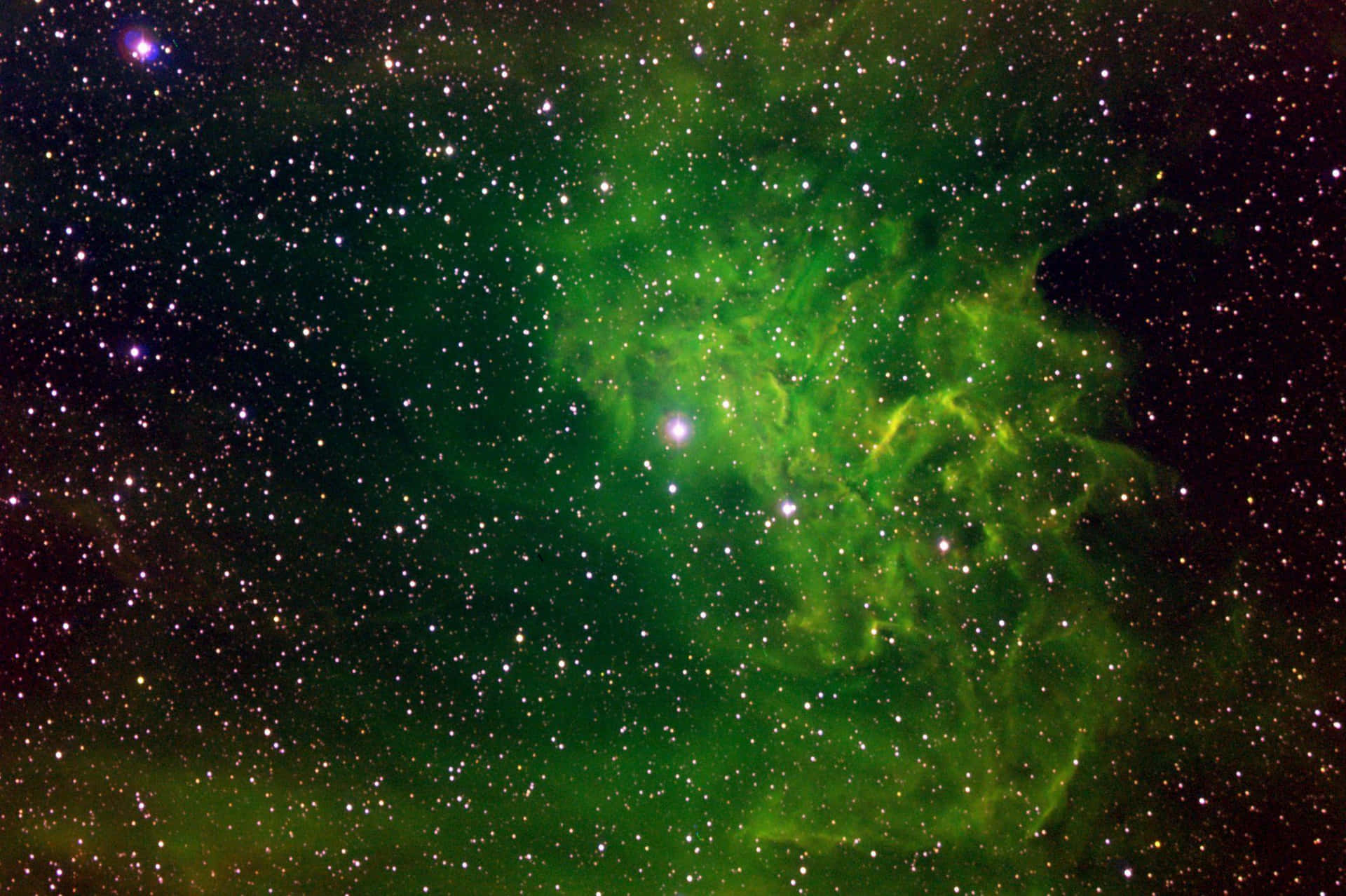 Green Galaxy Star In Middle Background