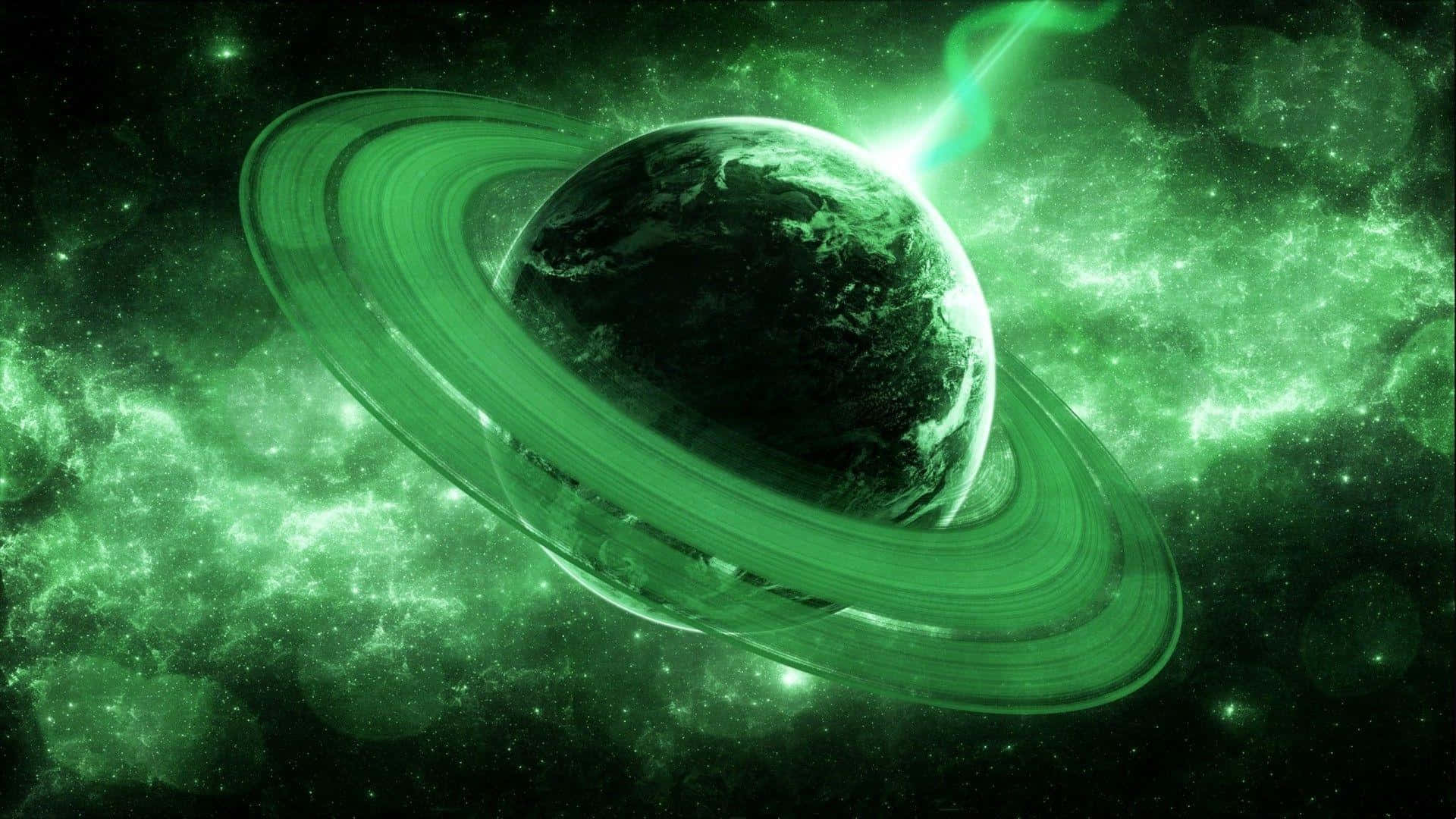 Green Galaxy Struck By Lightning Background