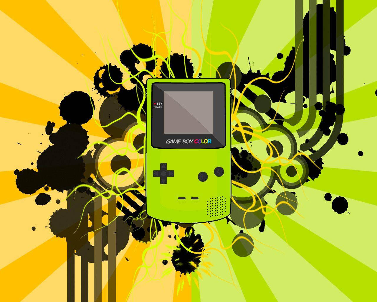Green Game Boy Color On Abstract Art