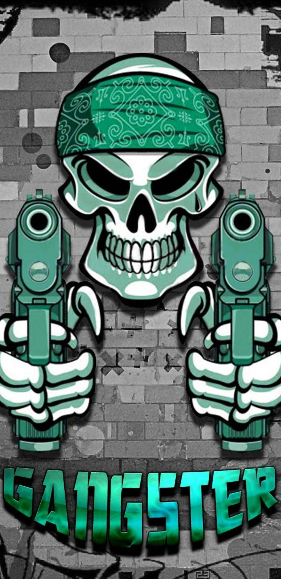 Green Gangster Skeleton Poster Background