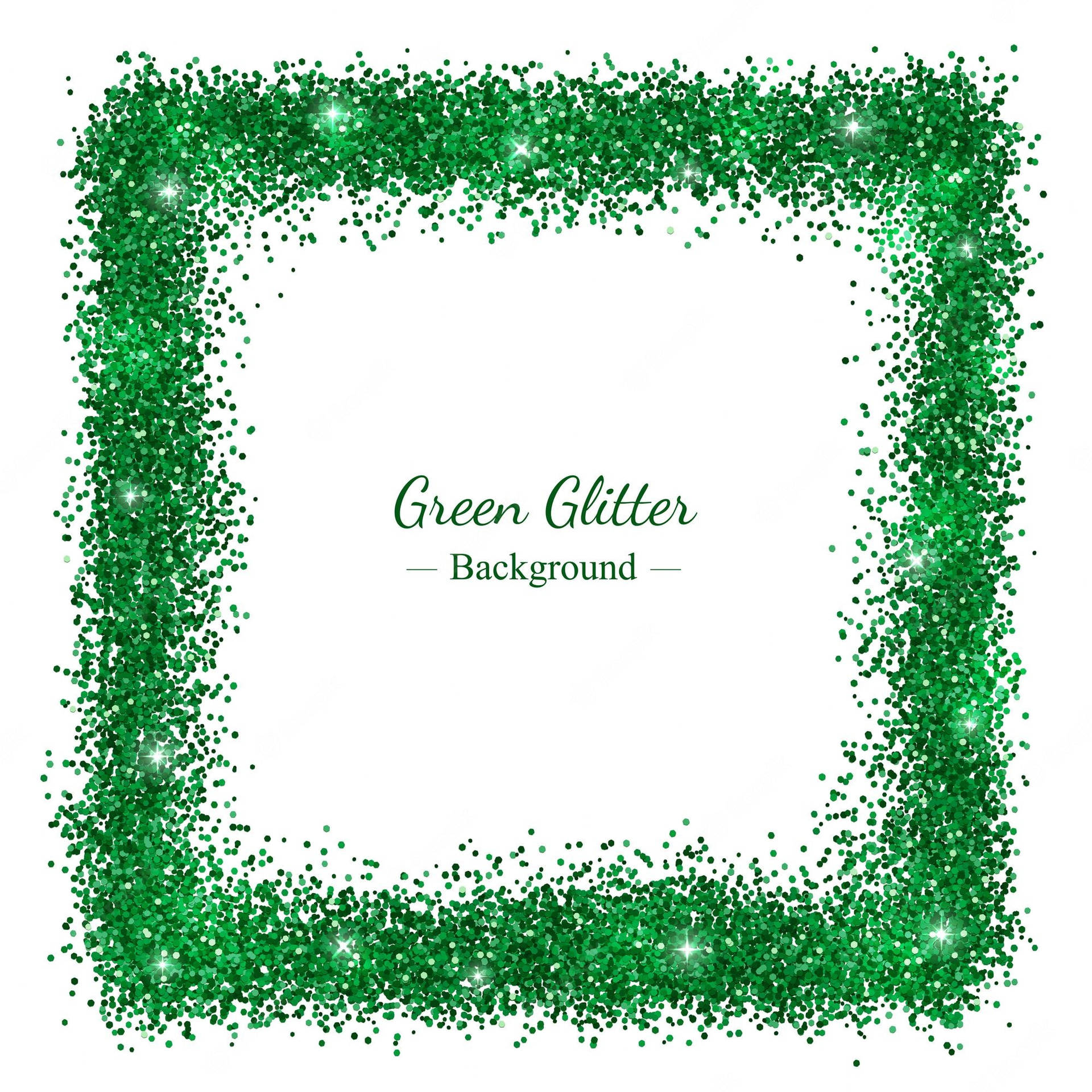 Green Glitter Frame On White Background