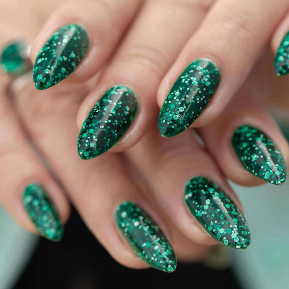 Green Glitter Nail Polish Background