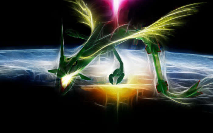 Green Glowing Salamence Background