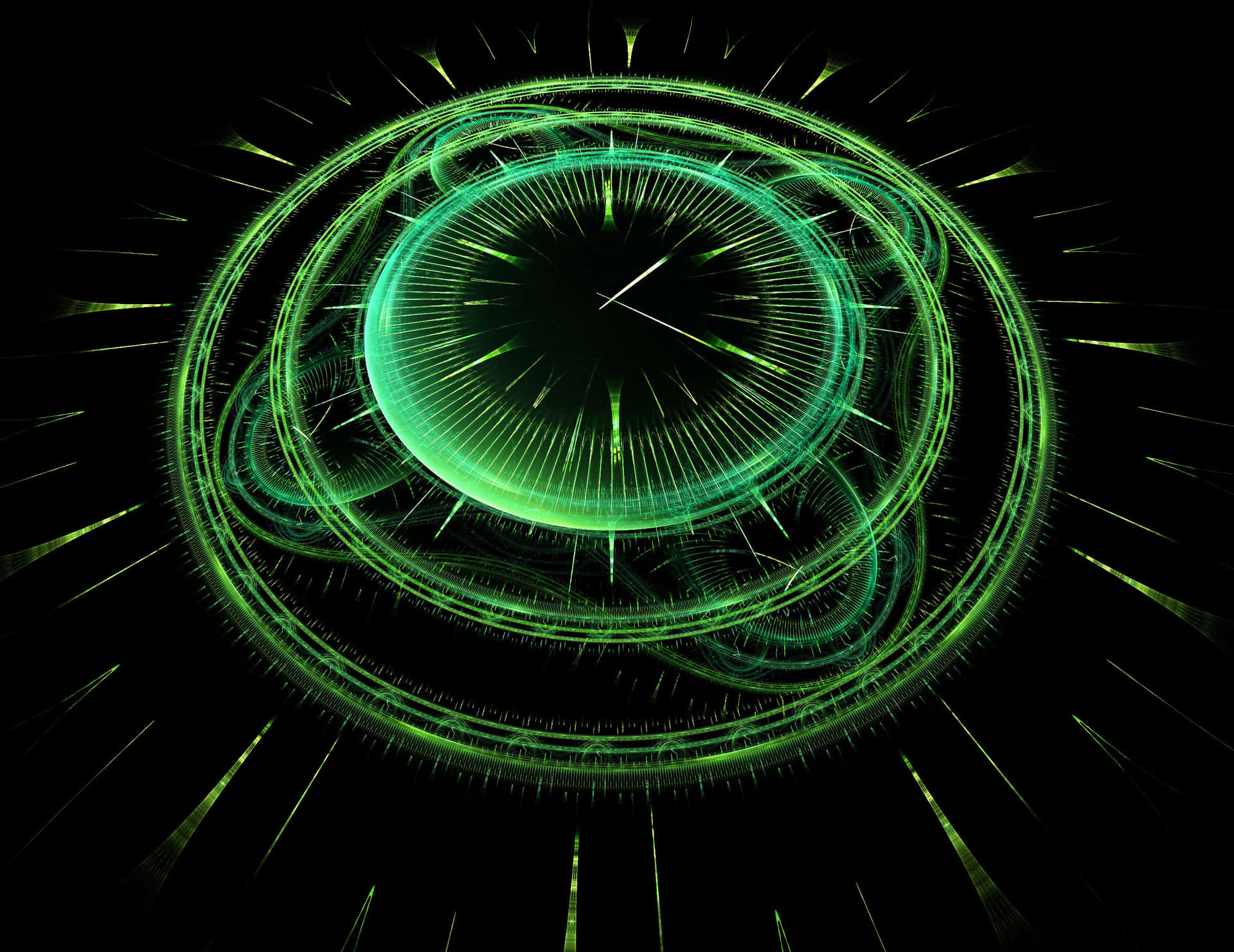 Green Glowing Time Clock Background