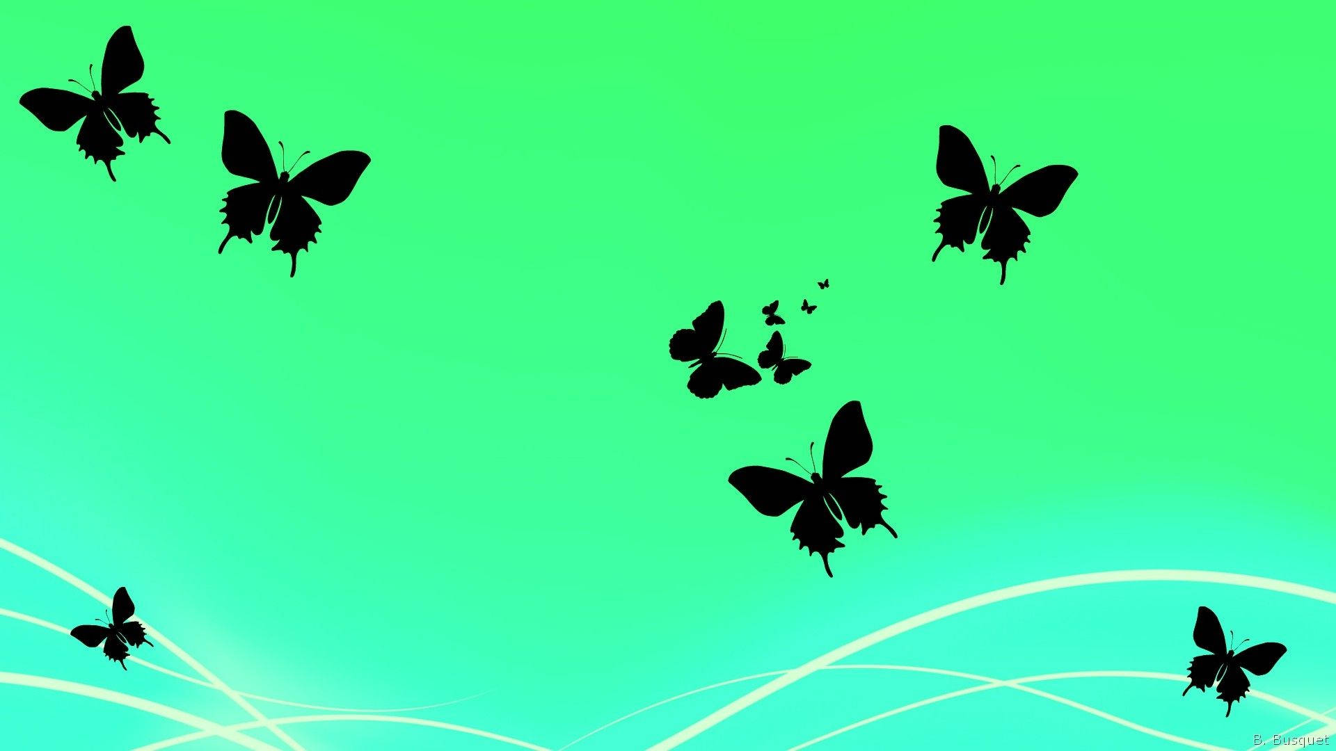 Green Gradient Butterfly Aesthetic Background