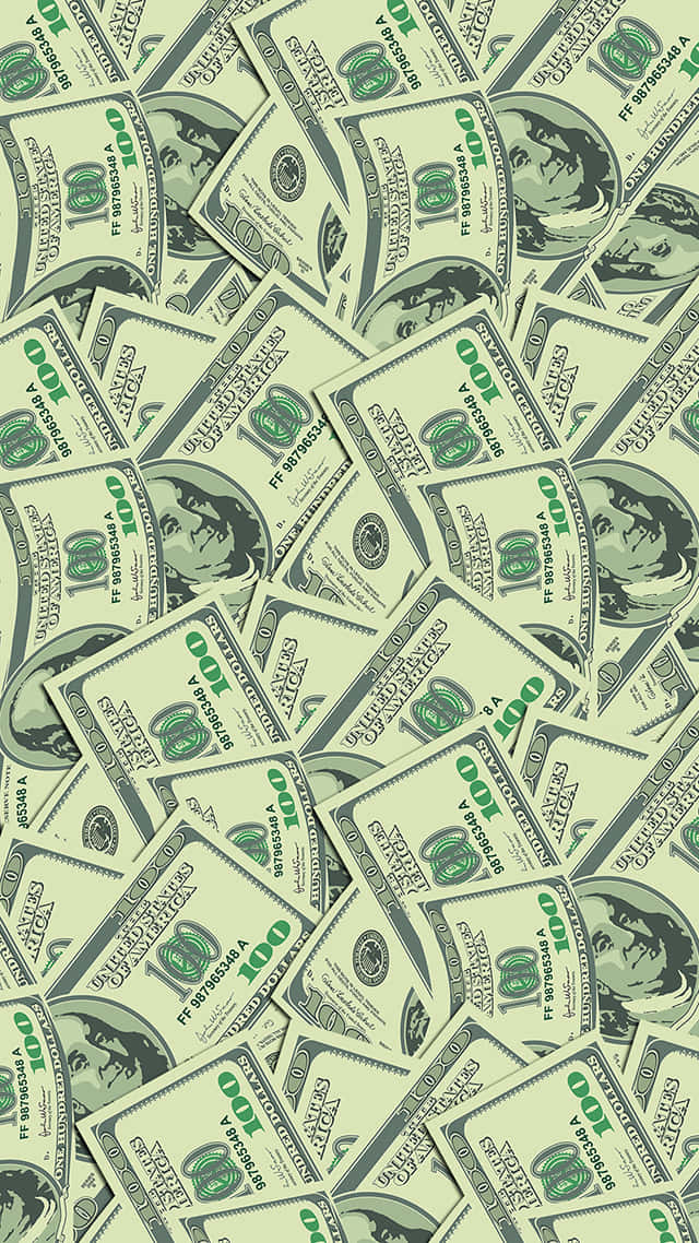 Green Graphic Of 100 Dollar Bill Pile Background