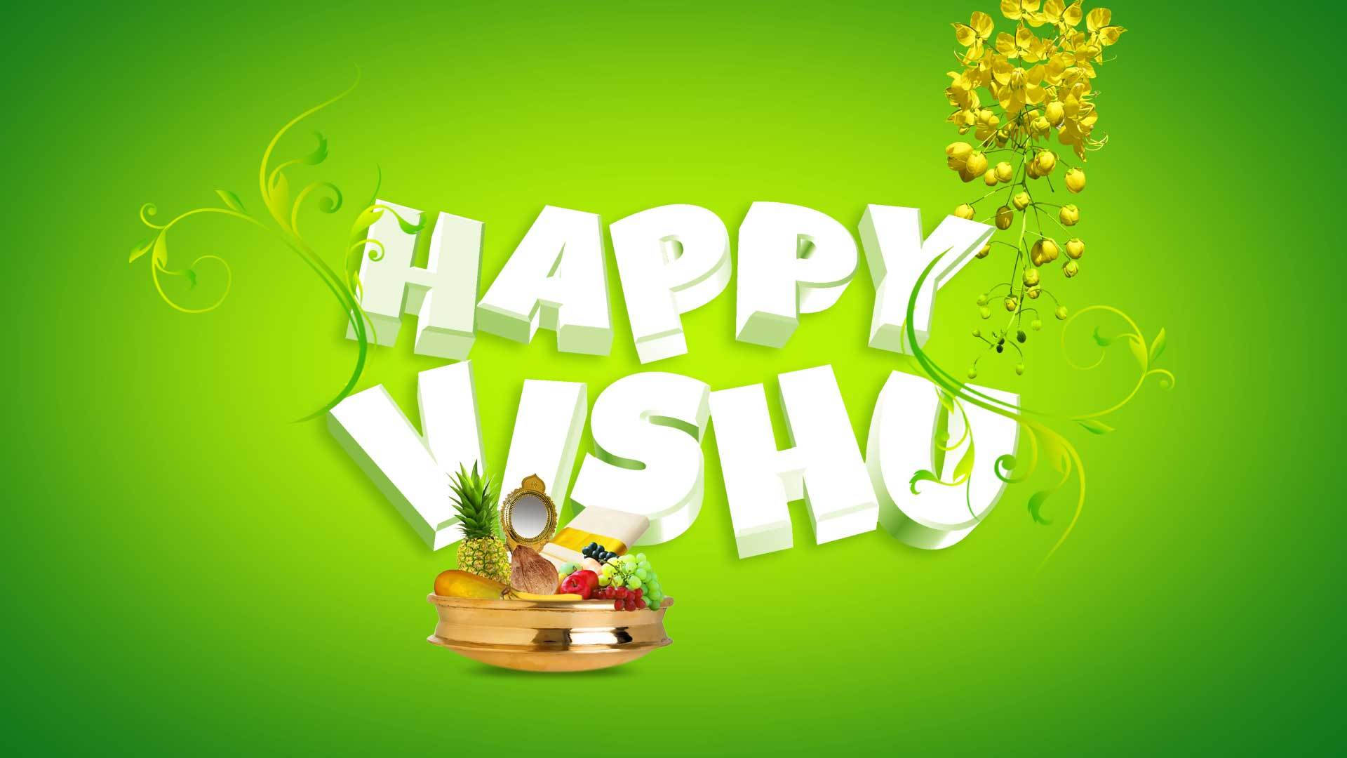 Green Happy Vishu Background