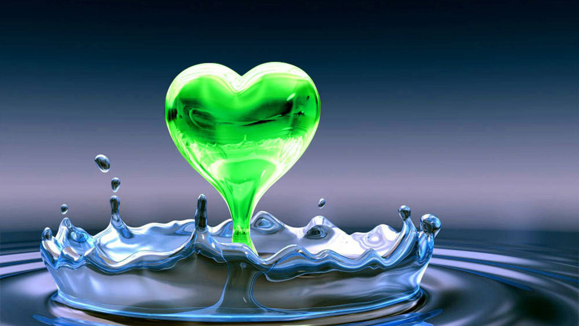 Green Heart Droplet Background