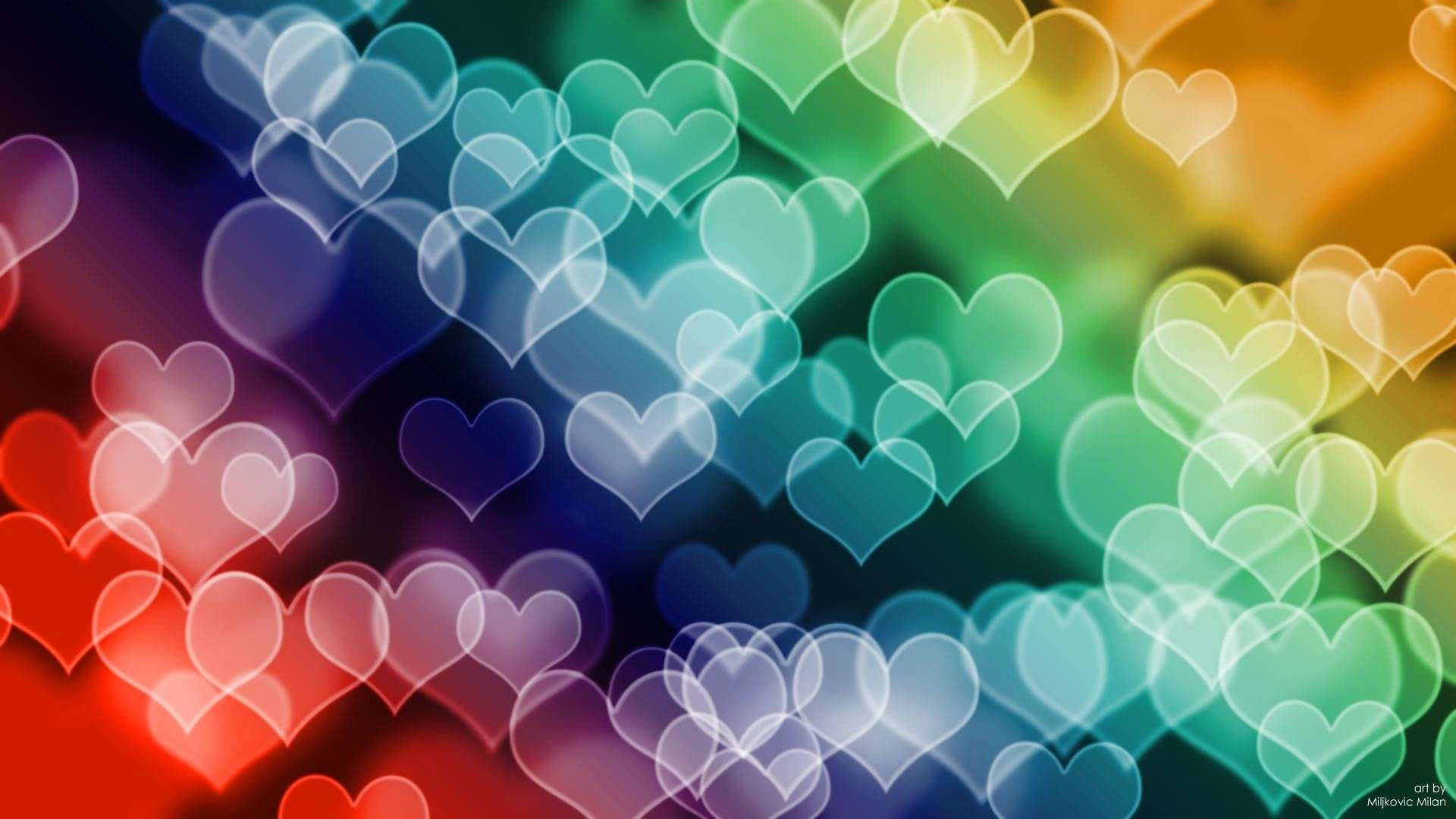 Green Heart Rainbow Background