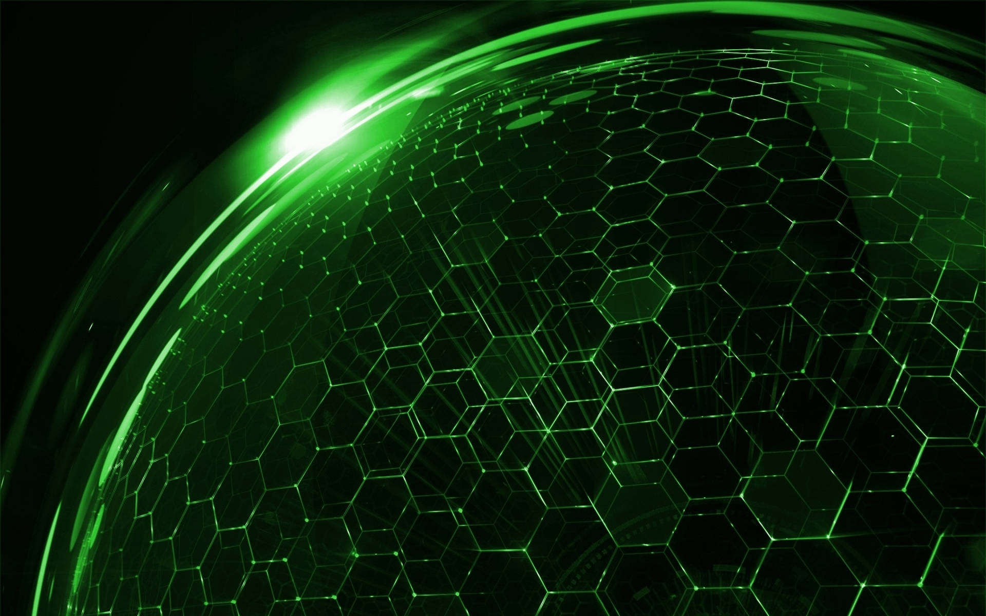 Green Hexagon Sphere Background