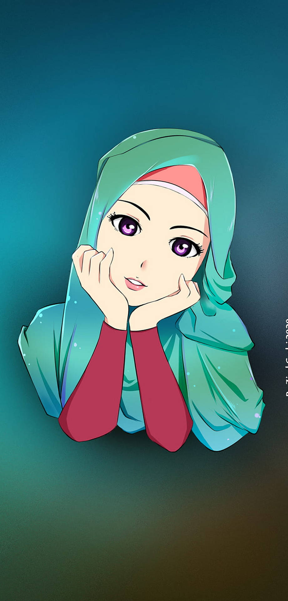Green Hijab Cartoon