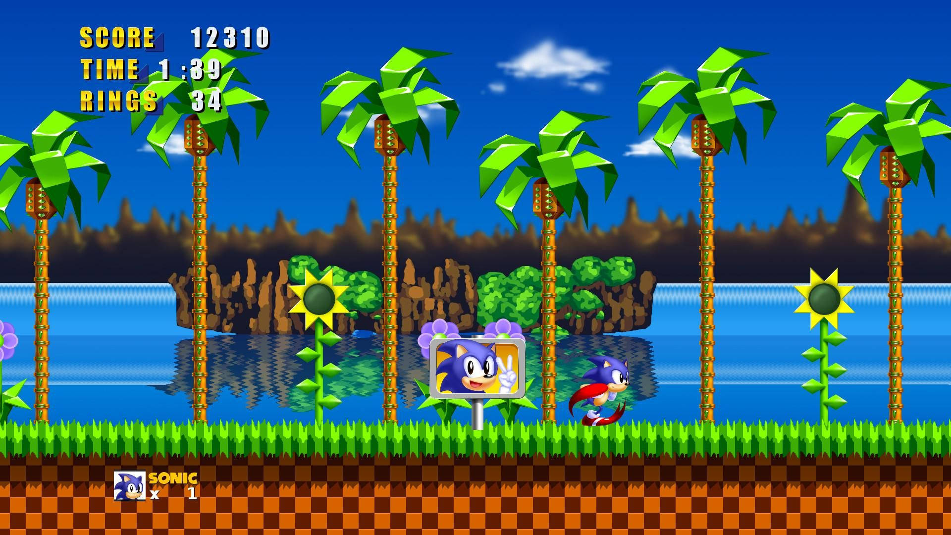 Green Hill Zone With A Checkpoint Background