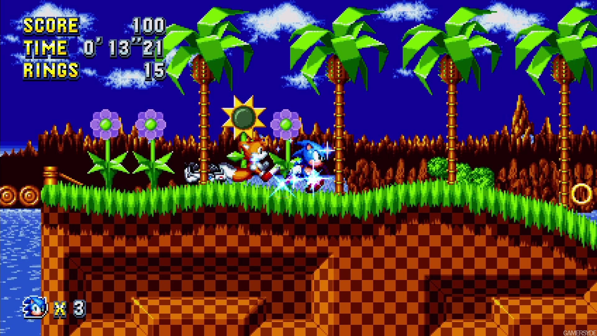 Green Hill Zone With A Shimmering Sonic Background