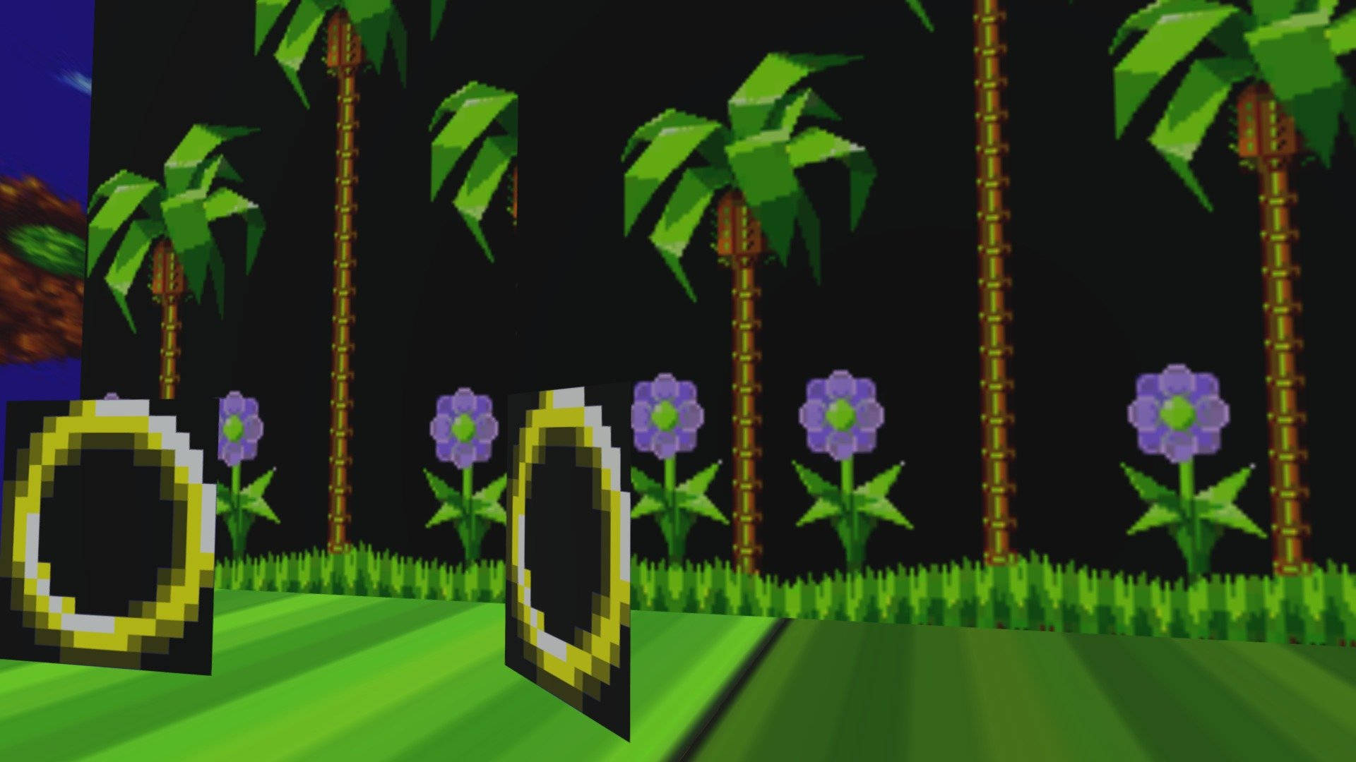 Green Hill Zone With Purple Flowers Background