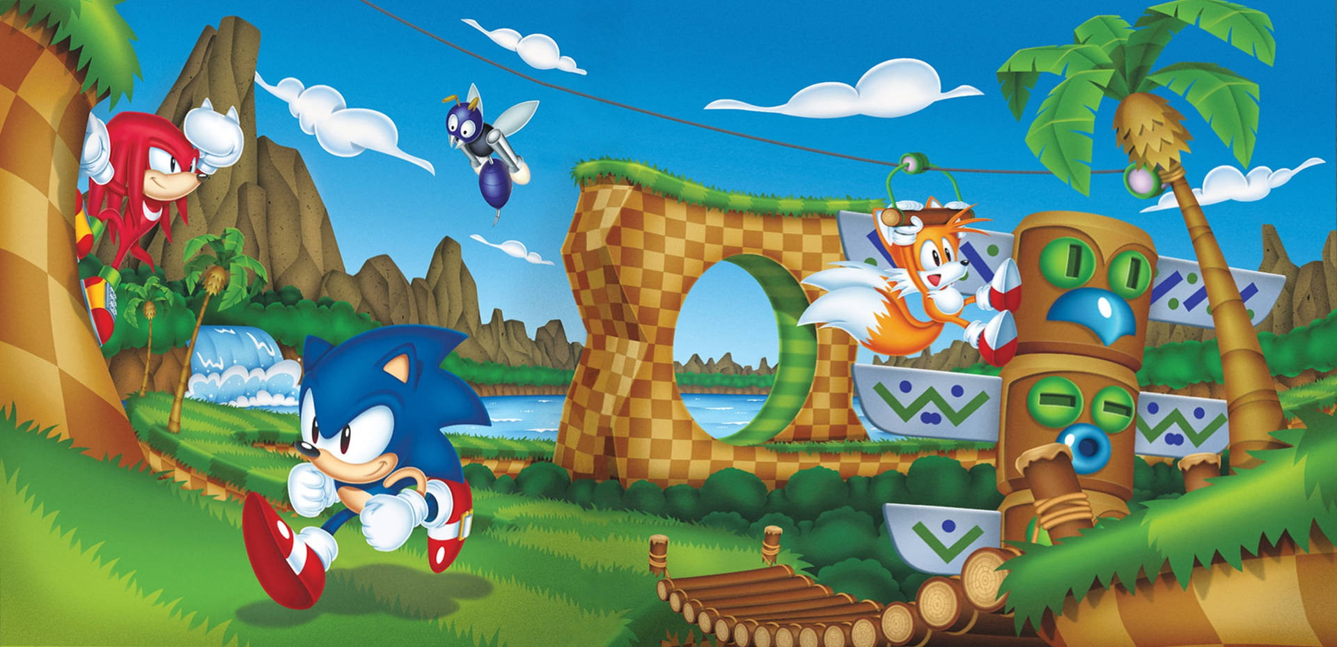 Green Hill Zone With Sonic And Friends Background