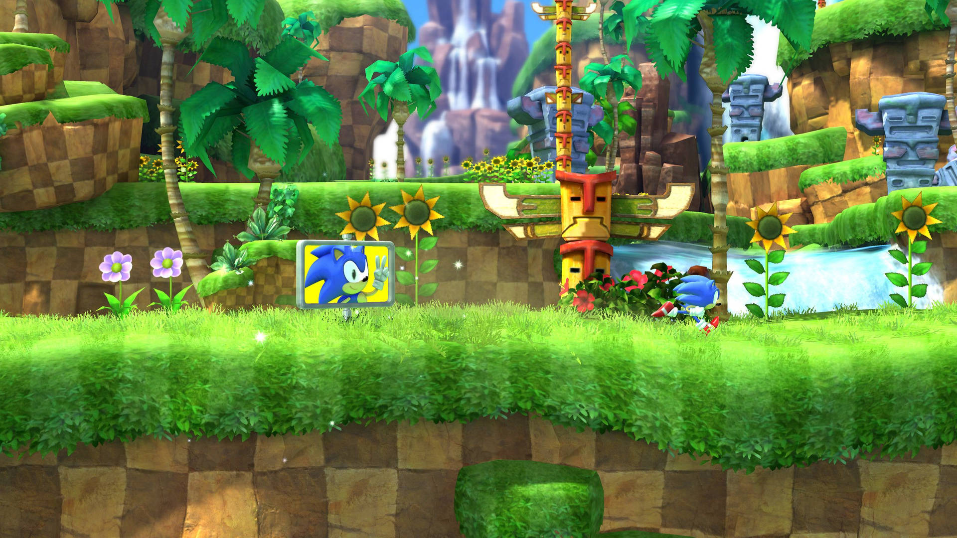 Green Hill Zone With The Third Checkpoint Background