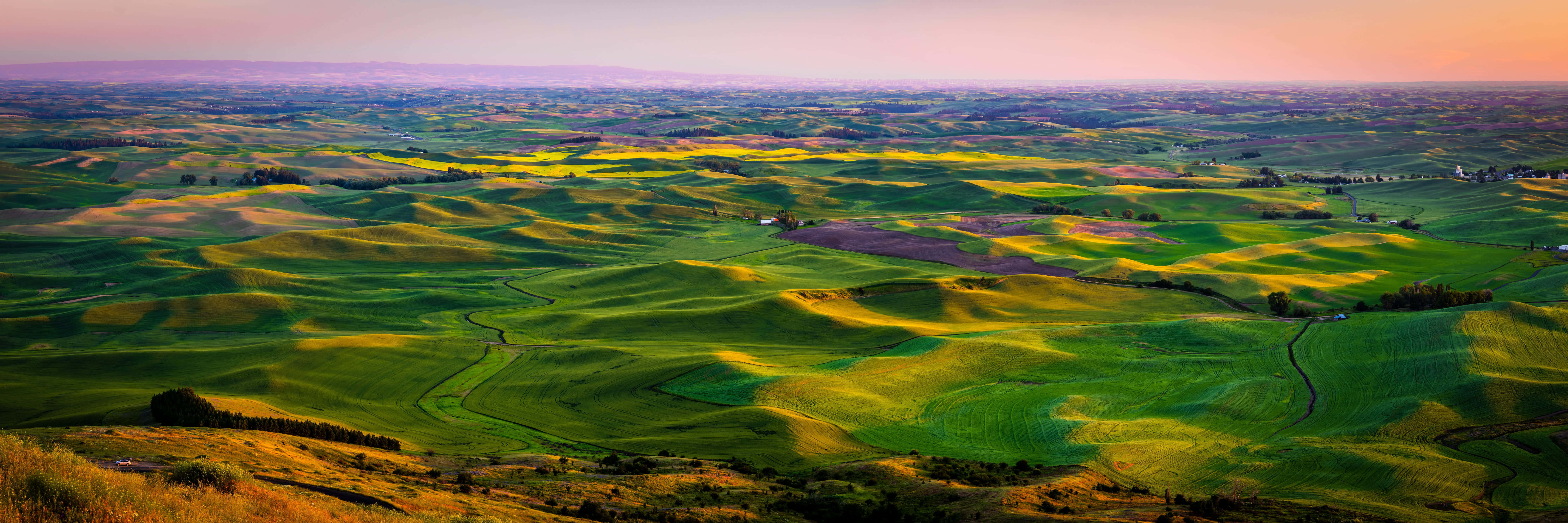 Green Hills And Valleys As A Panoramic Desktop Background