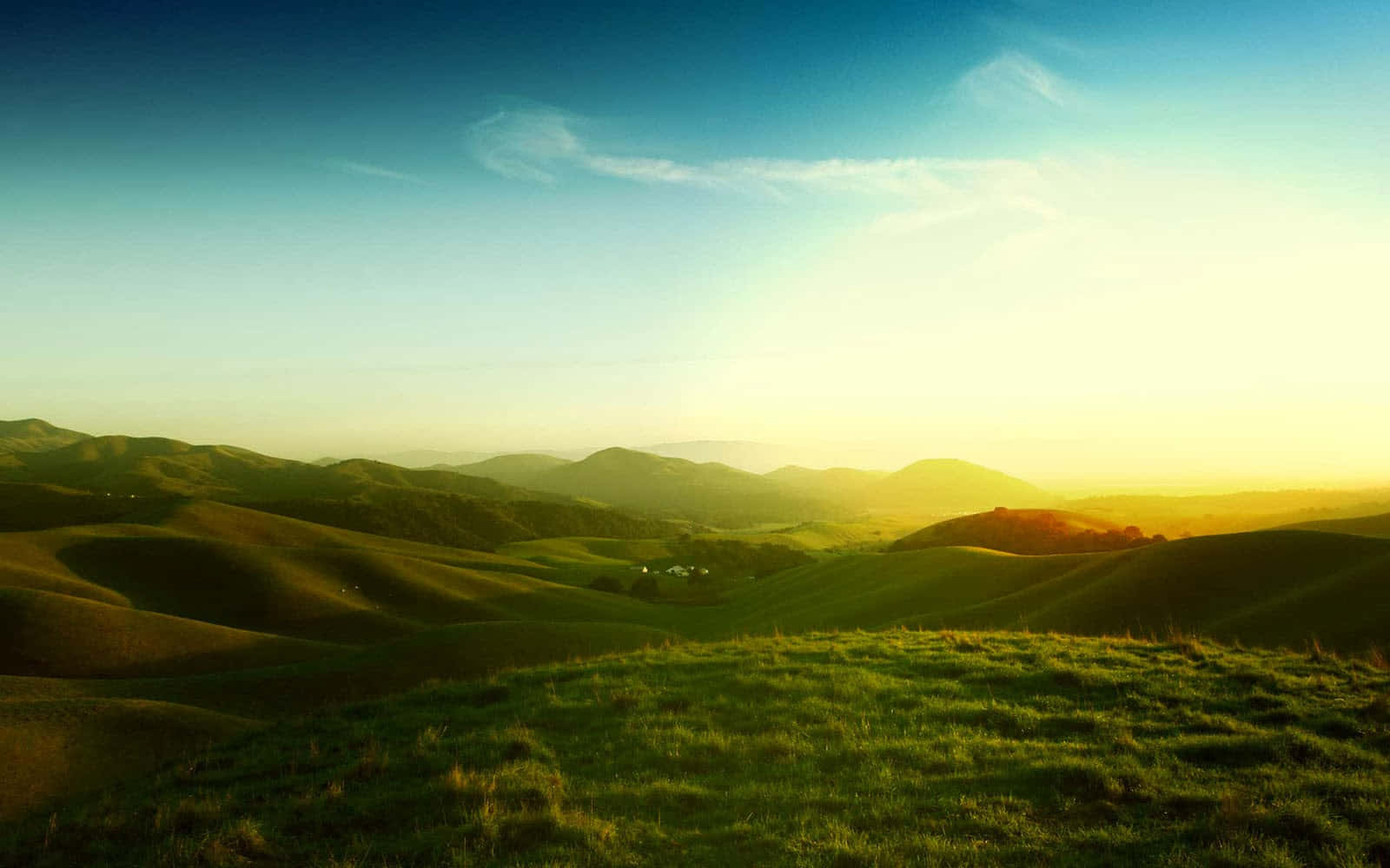 Green Hills Sunrise Background