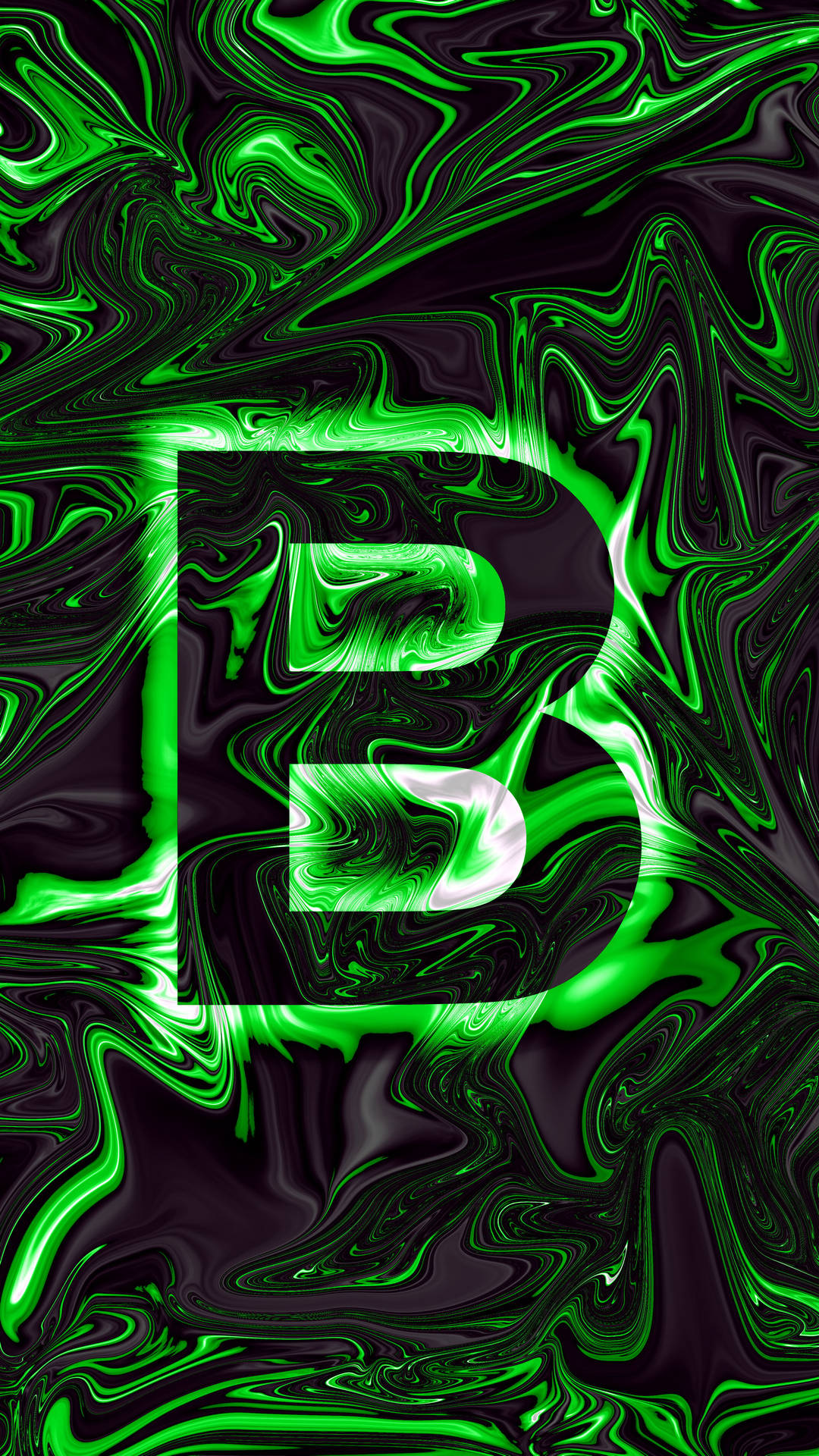 Green Holographic Letter B Background