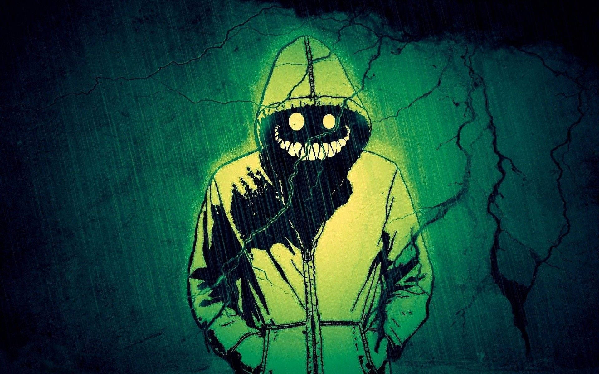 Green Hoodie With Face Background