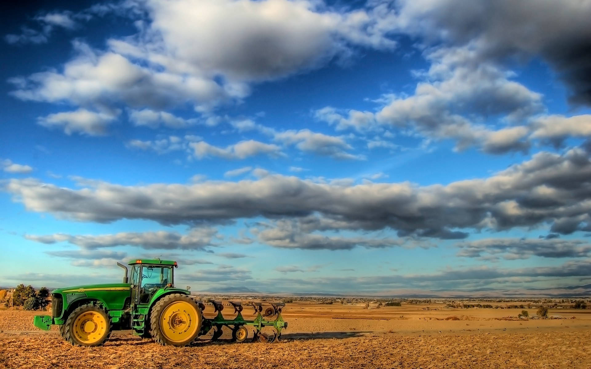 Green John Deere Tractor Side View Background