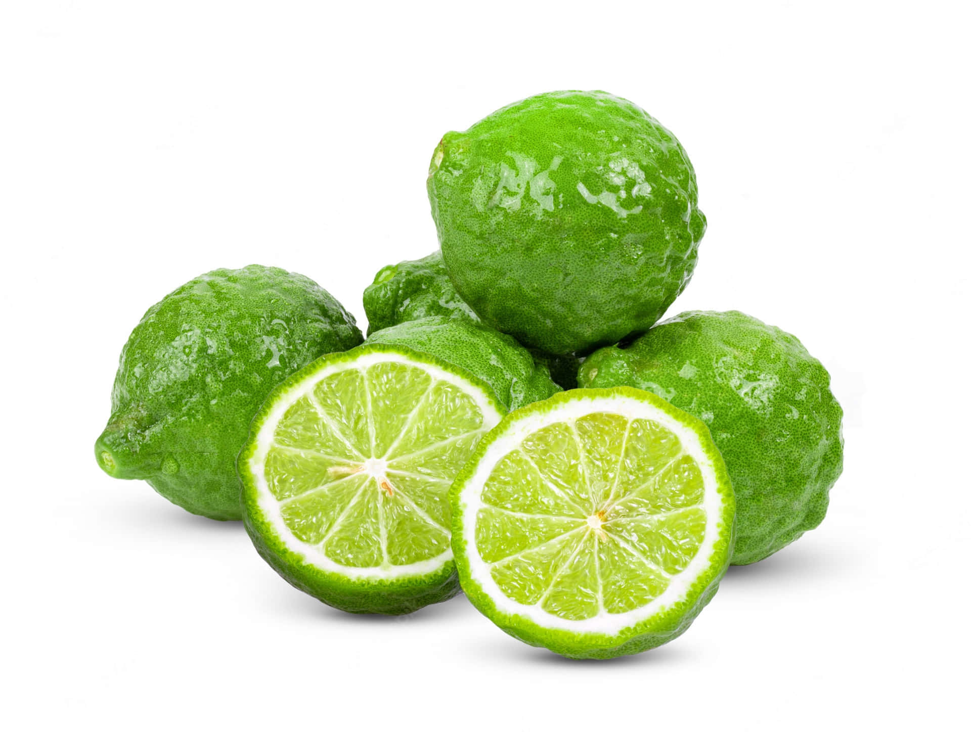 Green Kaffir Lime White Background Background