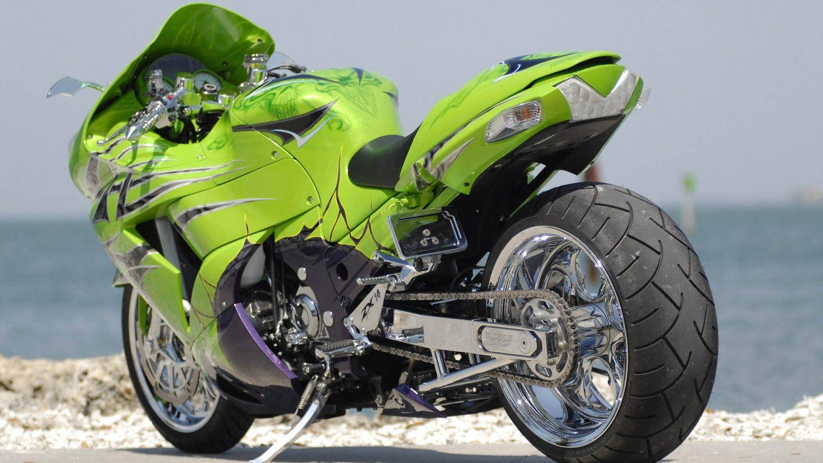 Green Kawasaki Ninja Zx-14r Bikes Background
