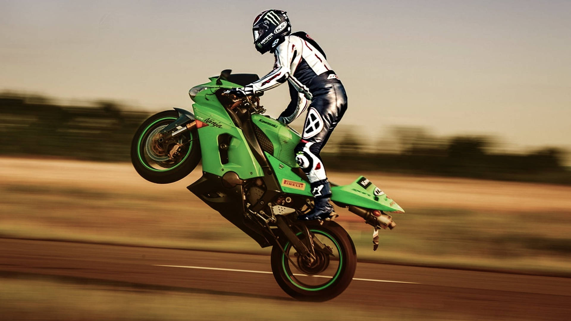 Green Ktm 4k Bike Stunt Background