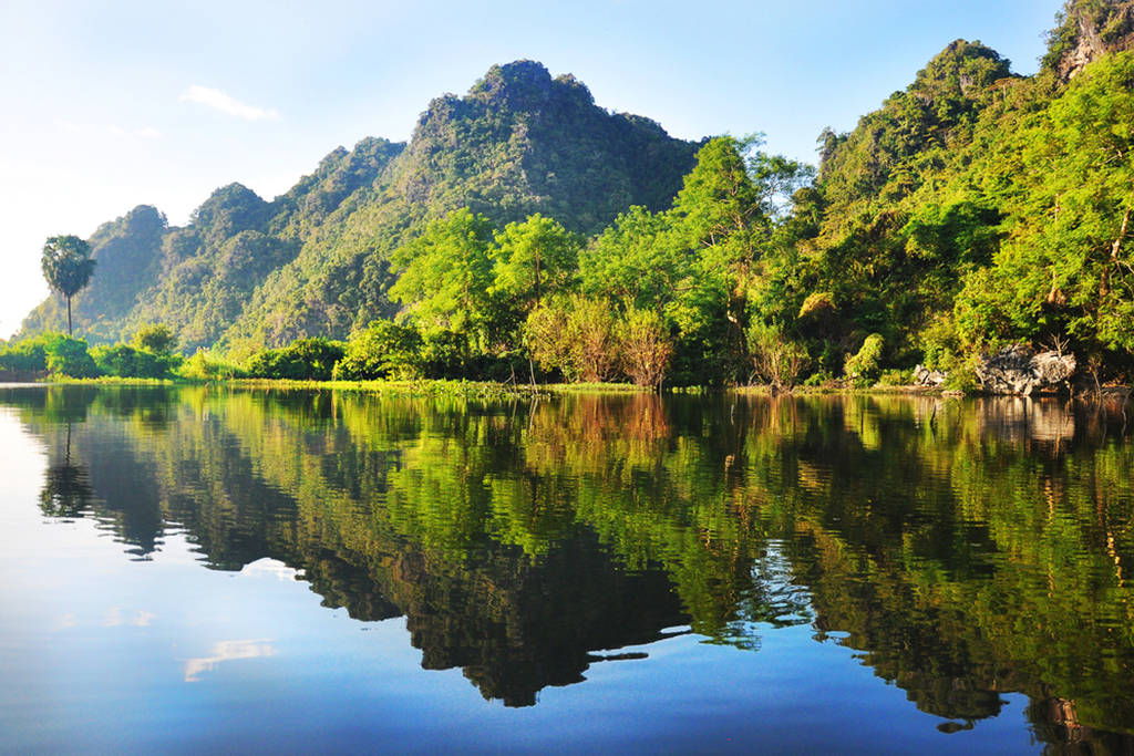 Green Lake On Myanmar Background