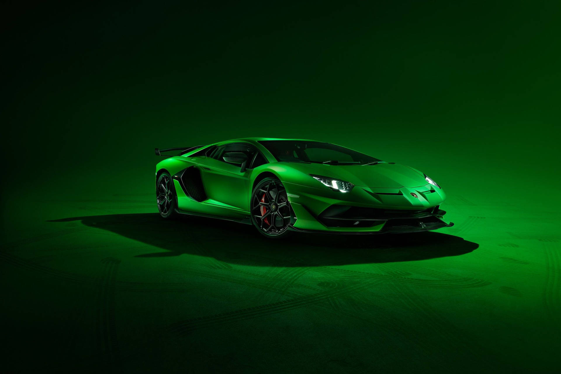 Green Lamborghini Aventador Supercar Background