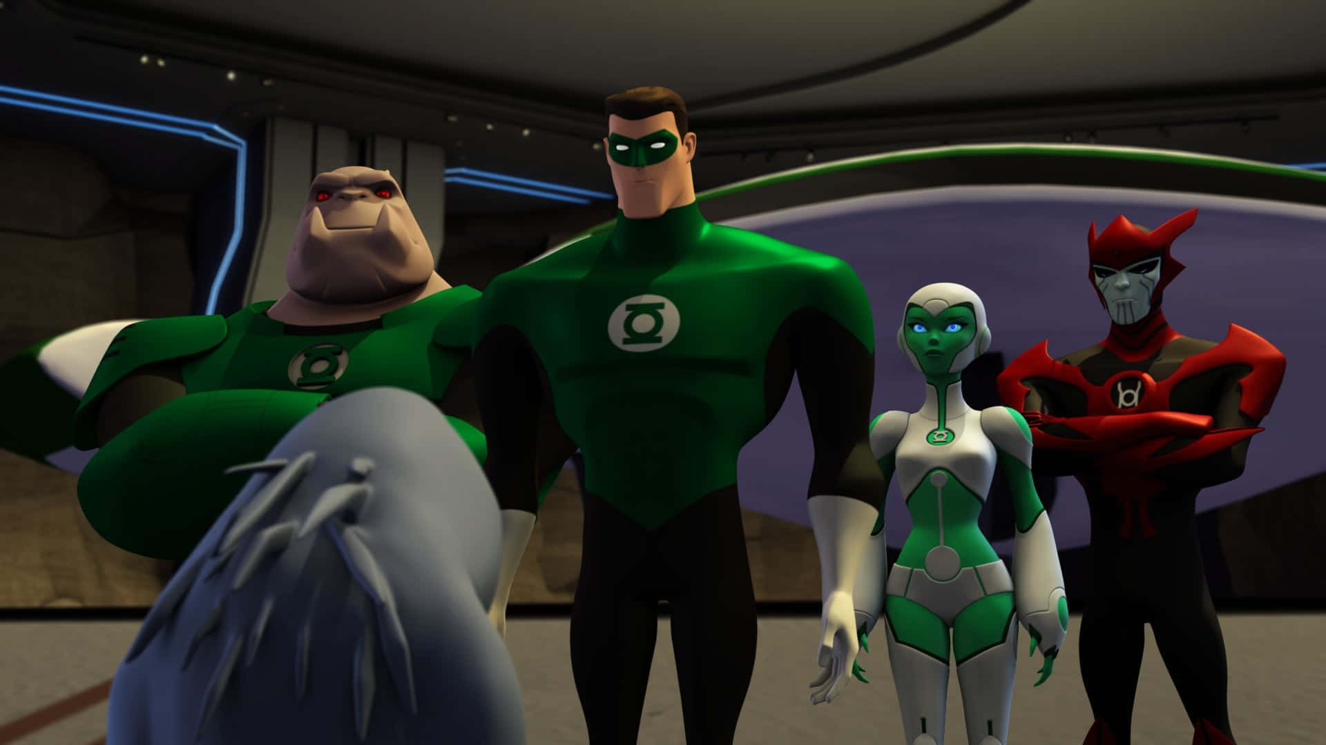 Green Lantern The Animated Series Hal And Allies Background