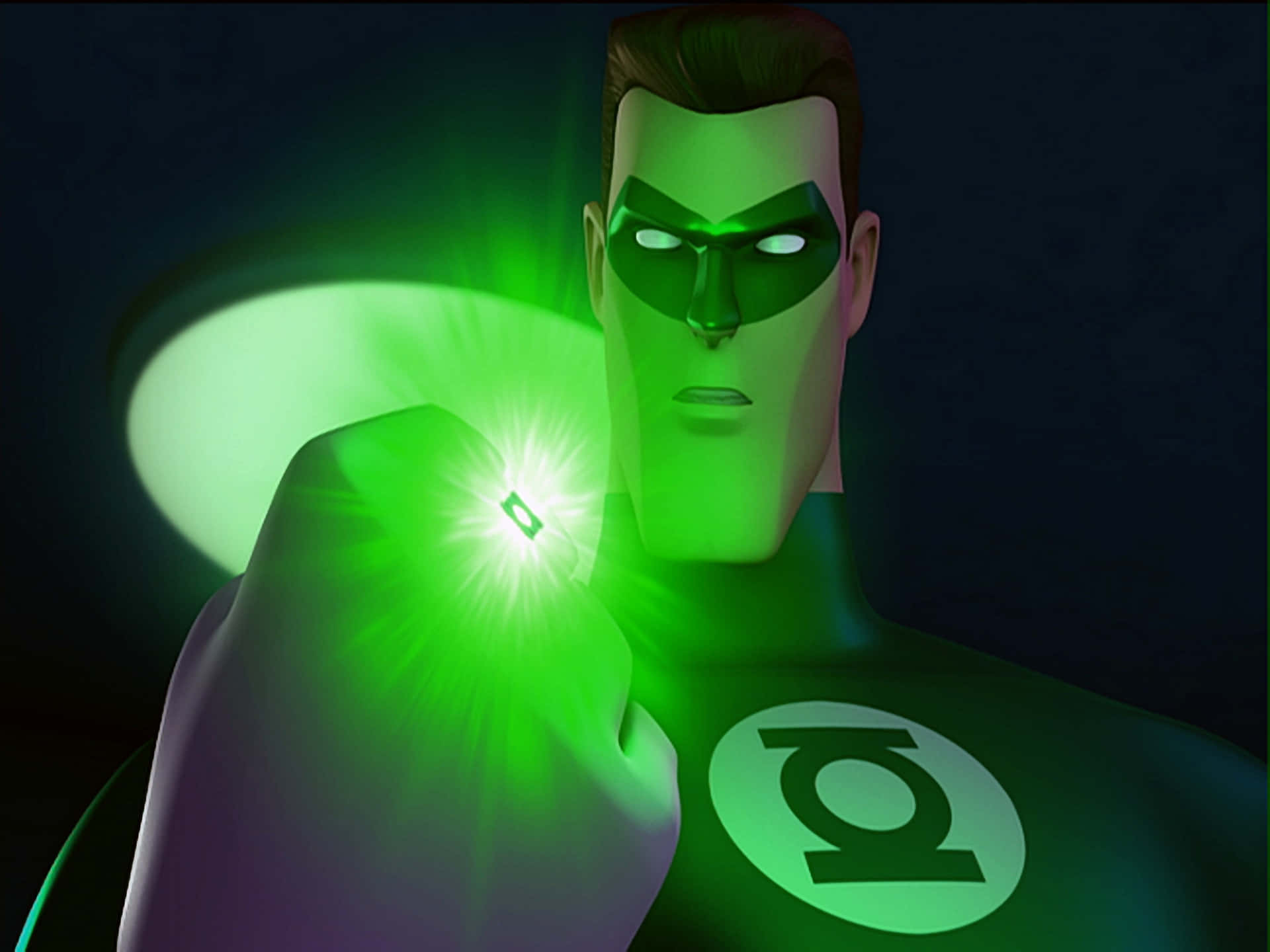 Green Lantern The Animated Series Hal Looking At Ring Background