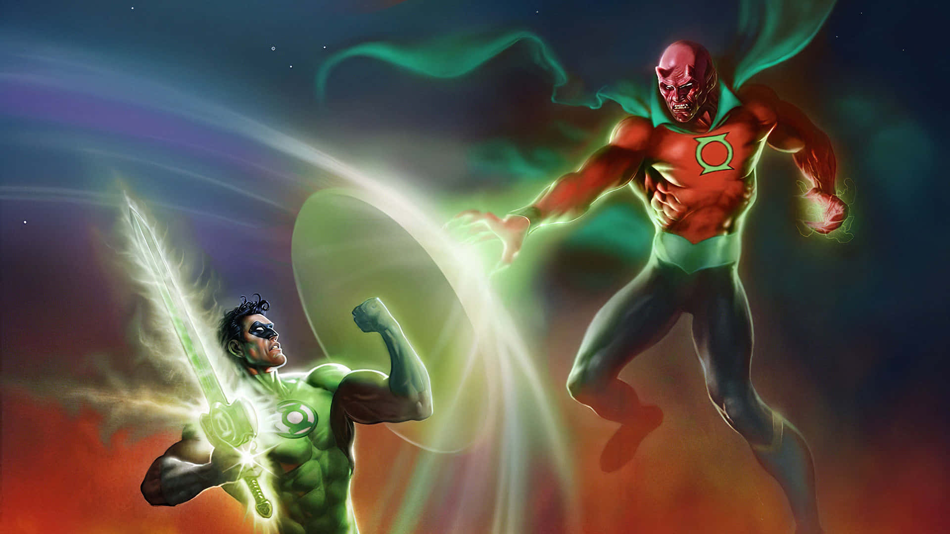 Green Lantern The Animated Series Vs Red Villain Background