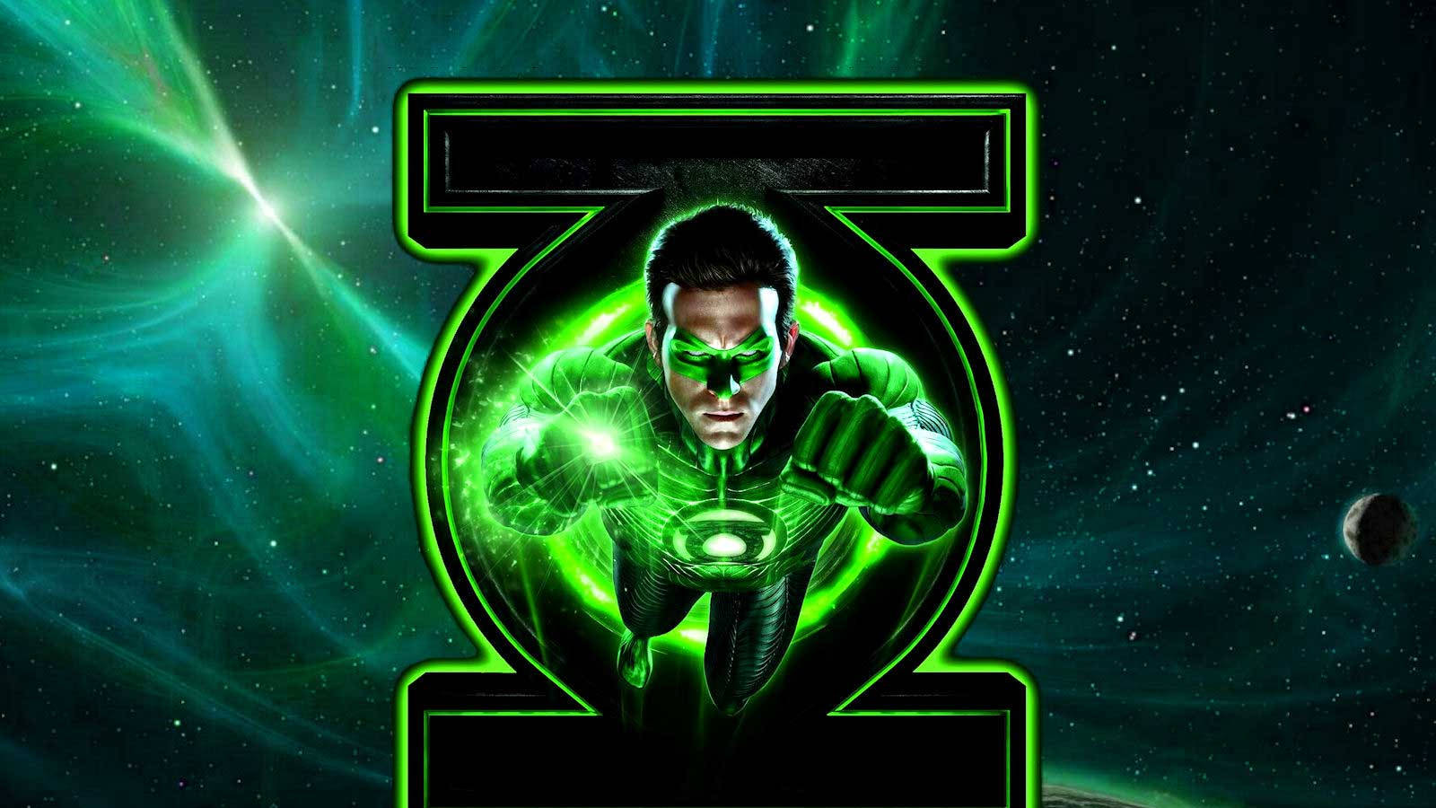 Green Lantern With Logo Background