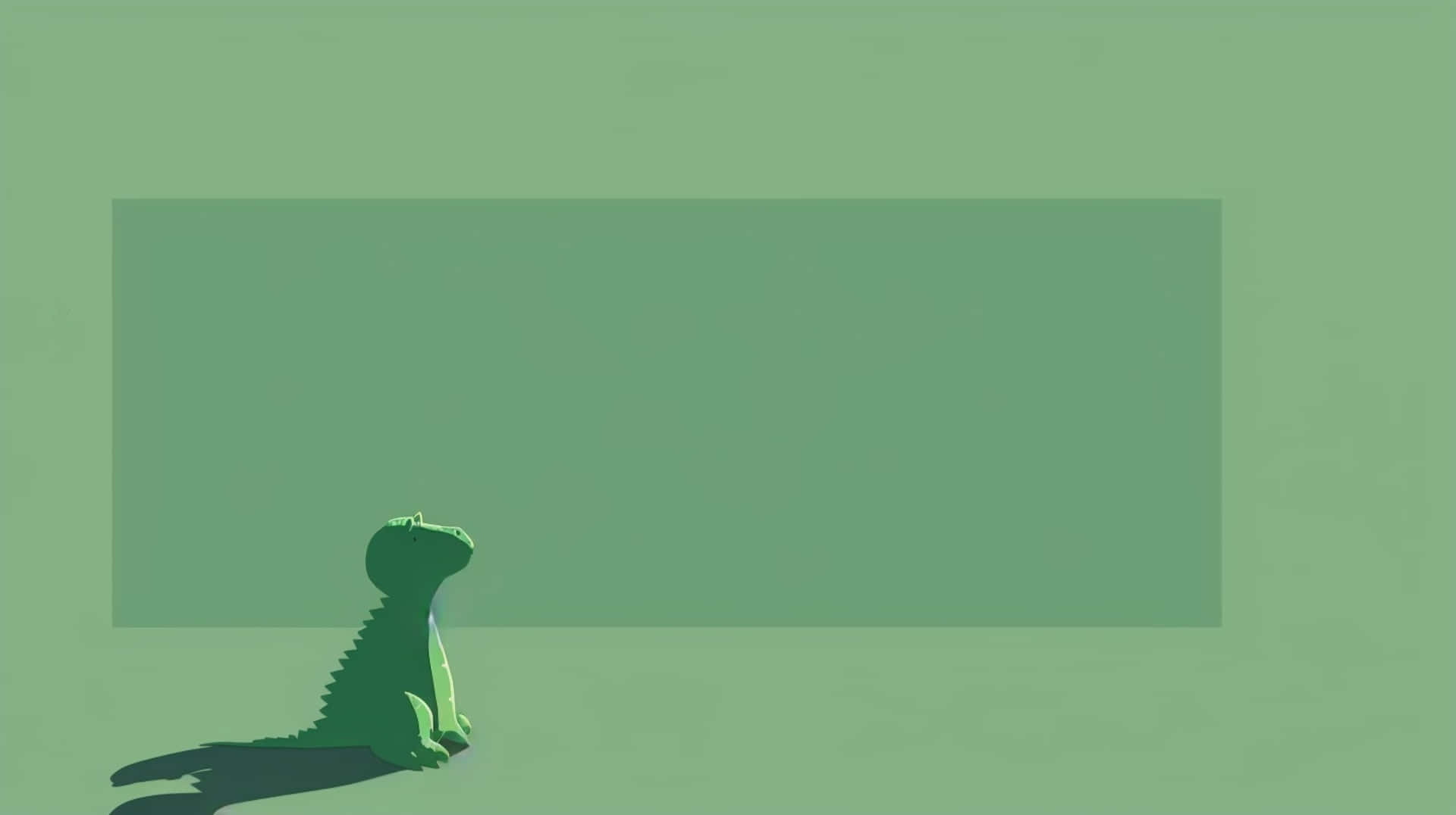 Green Laptopand Dinosaur Toy Shadow Background