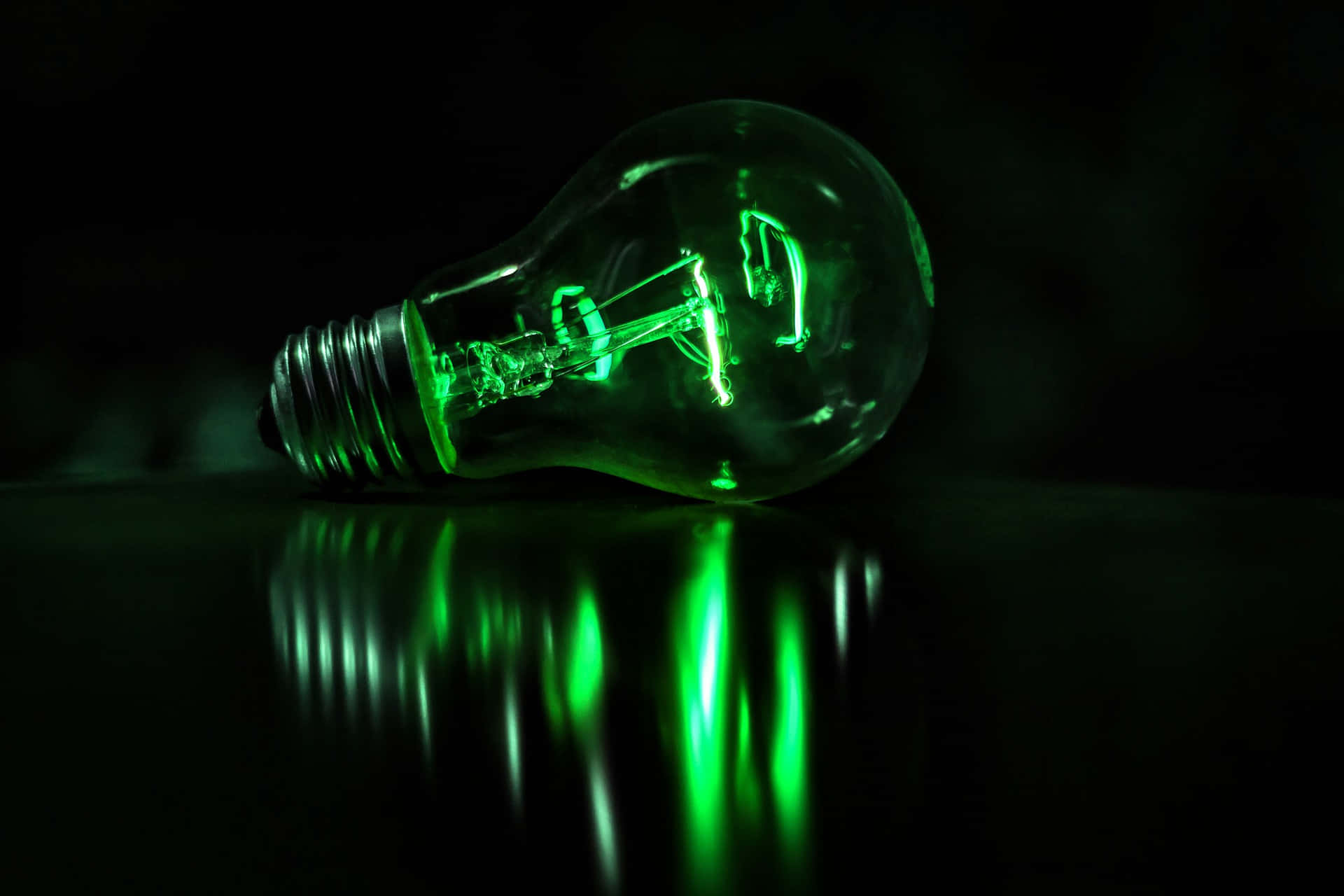 Green Led Light Bulb Dark Background