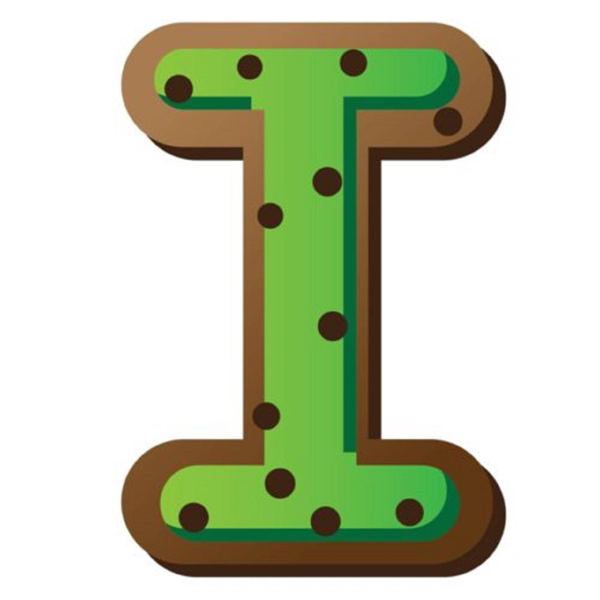 Green Letter I With Dots Background