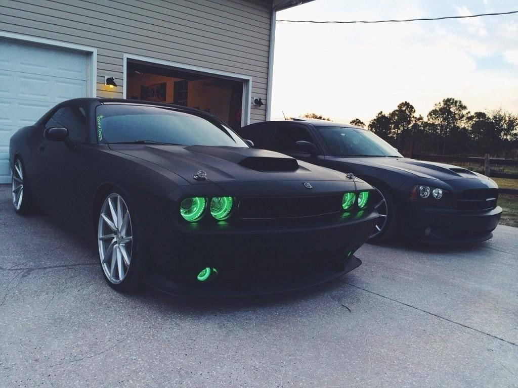 Green-lit Dodge Challenger - Synonym For Night Power