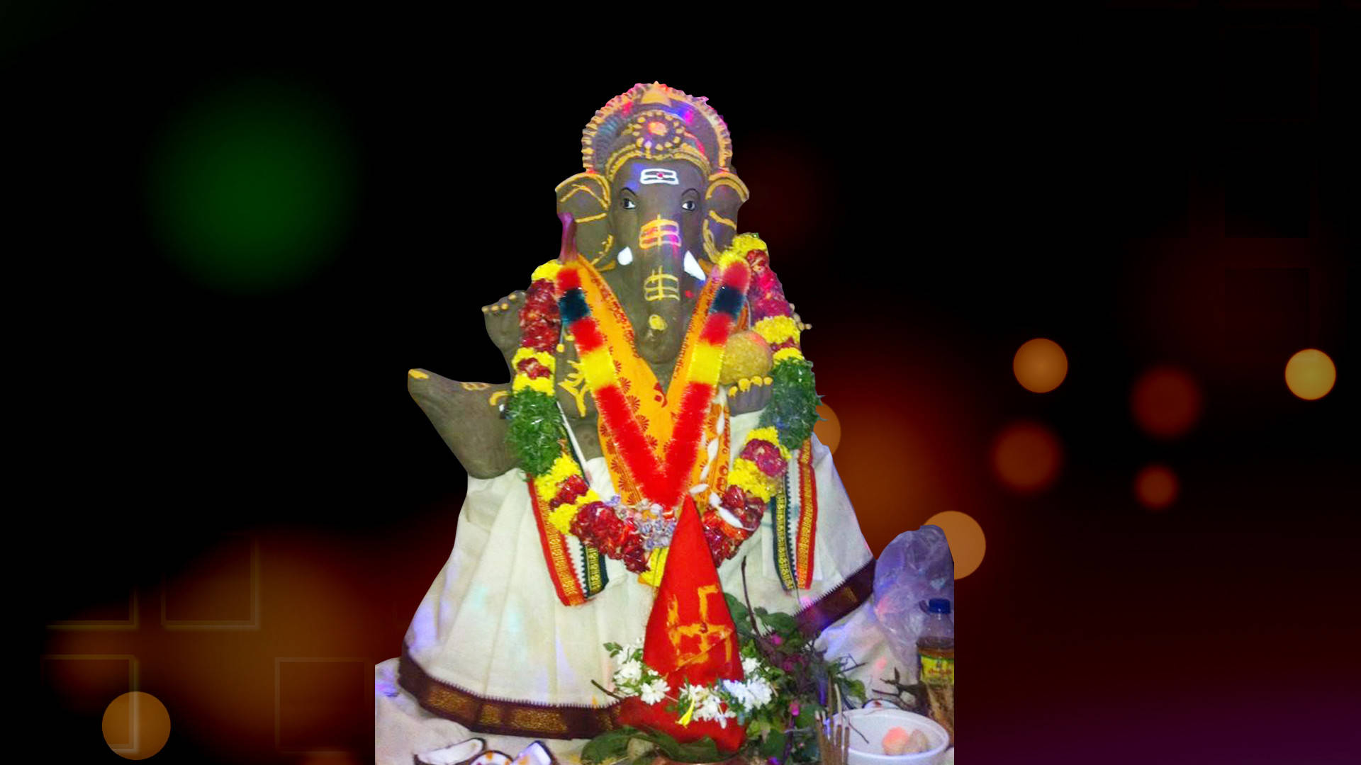 Green Lord Ganesha Figurine Background