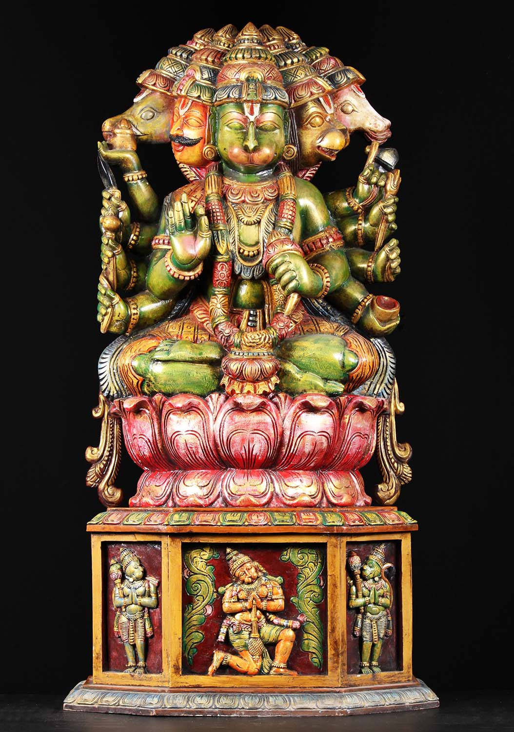 Green Lord Hanuman 3d Heads Figure Background