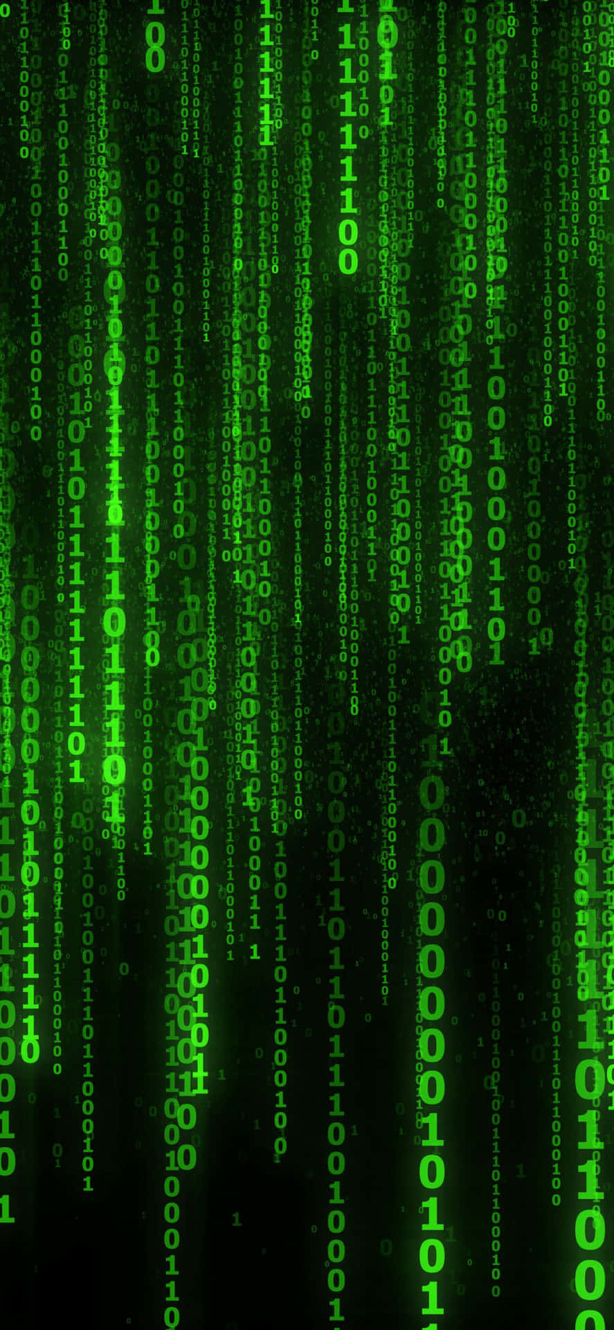 Green Matrix Code On Black Background Background