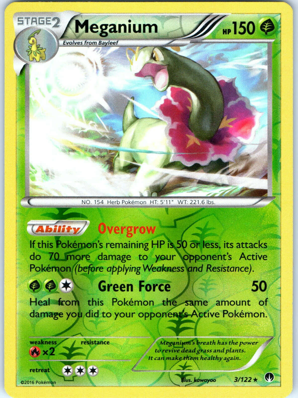 Green Meganium Pokemon Trading Card Background