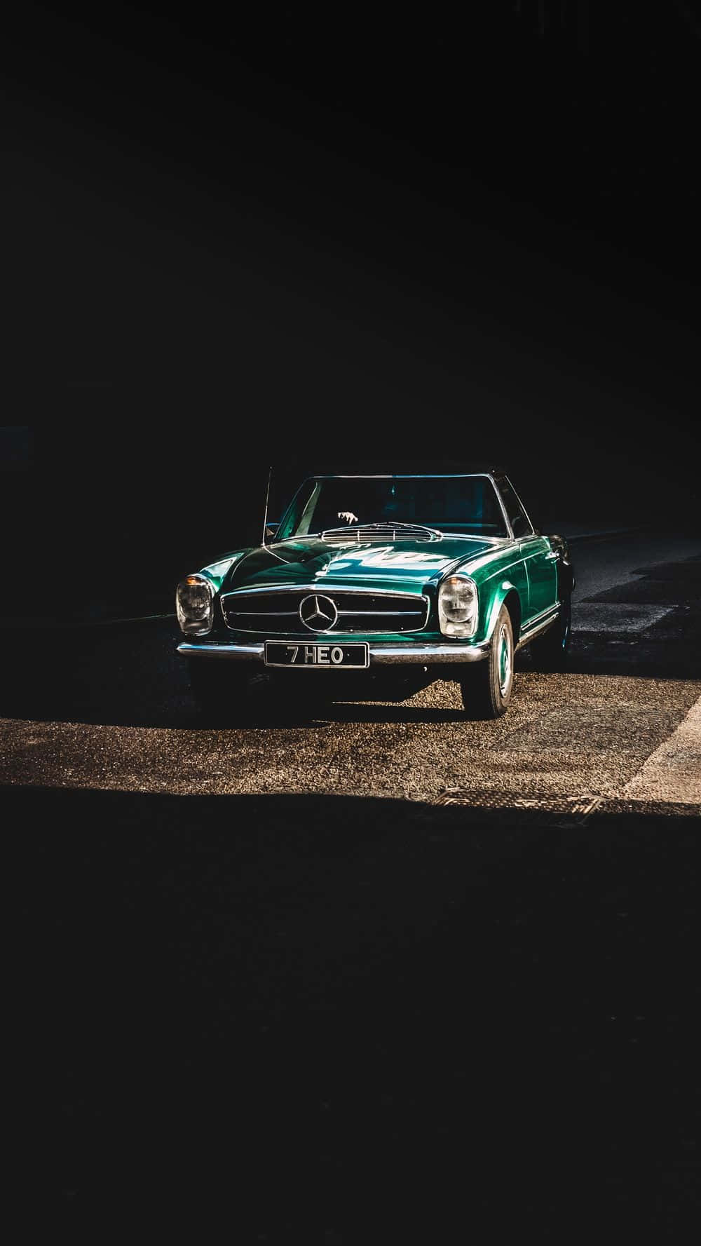 Green Mercedes-benz W113 Aesthetic Car Background