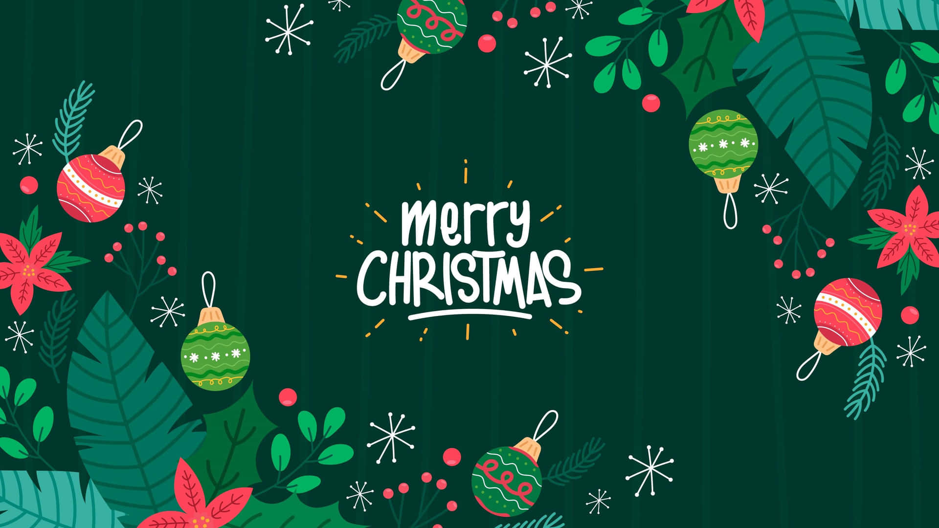 Green Merry Christmas Holiday Greeting Background