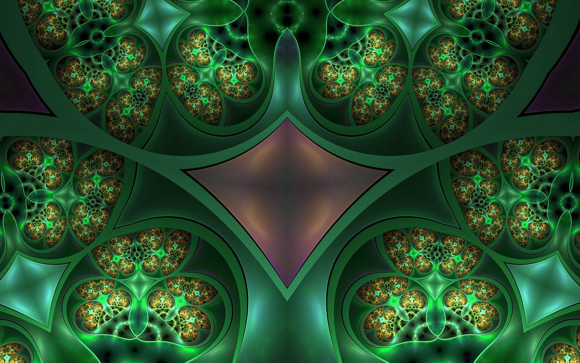 Green Microscopic Fractal Pattern Background