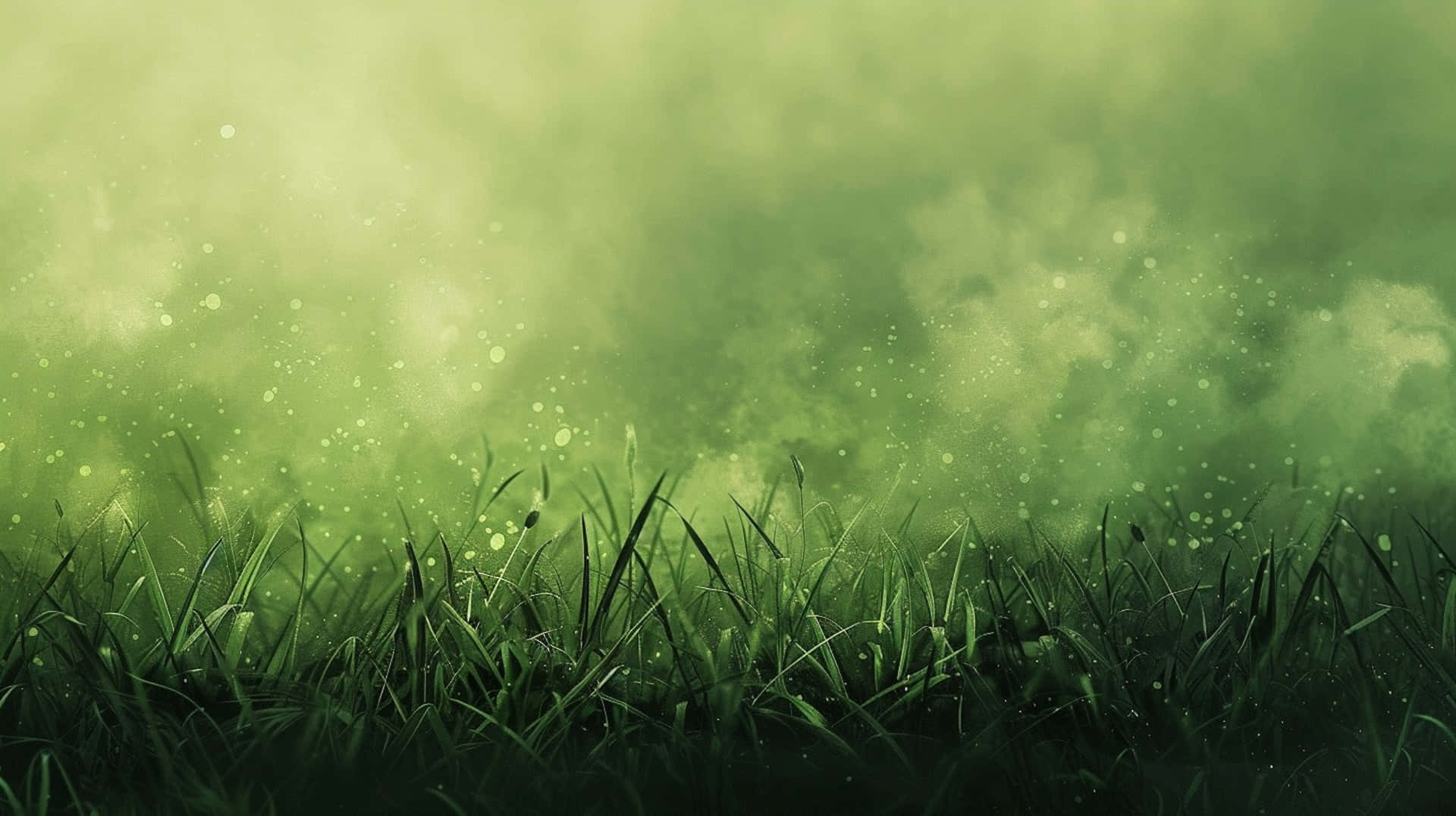 Green Misty Meadow Aesthetic Background